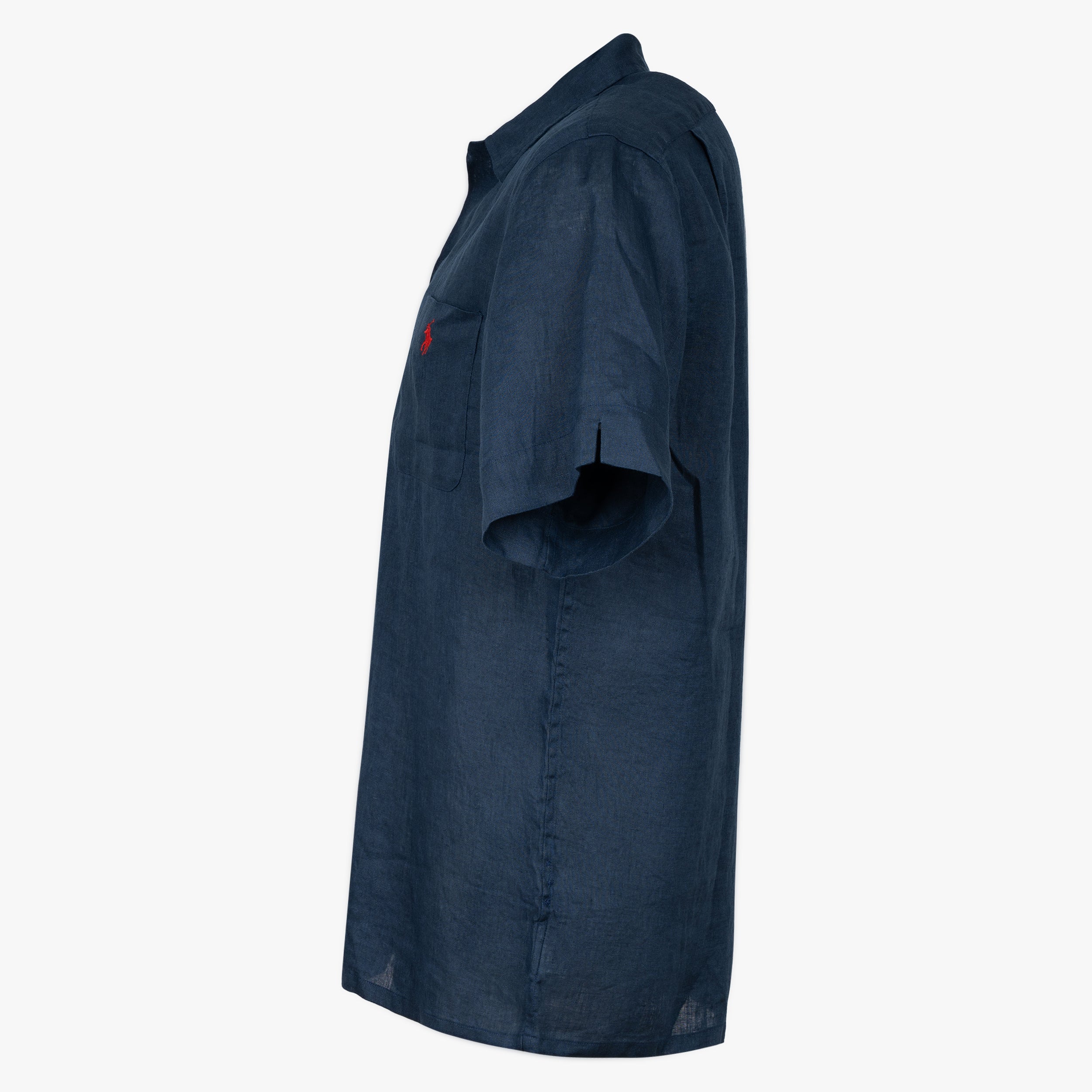 Ralph Lauren Overhemd Linnen Korte Mouw Blauw | Classic Fit