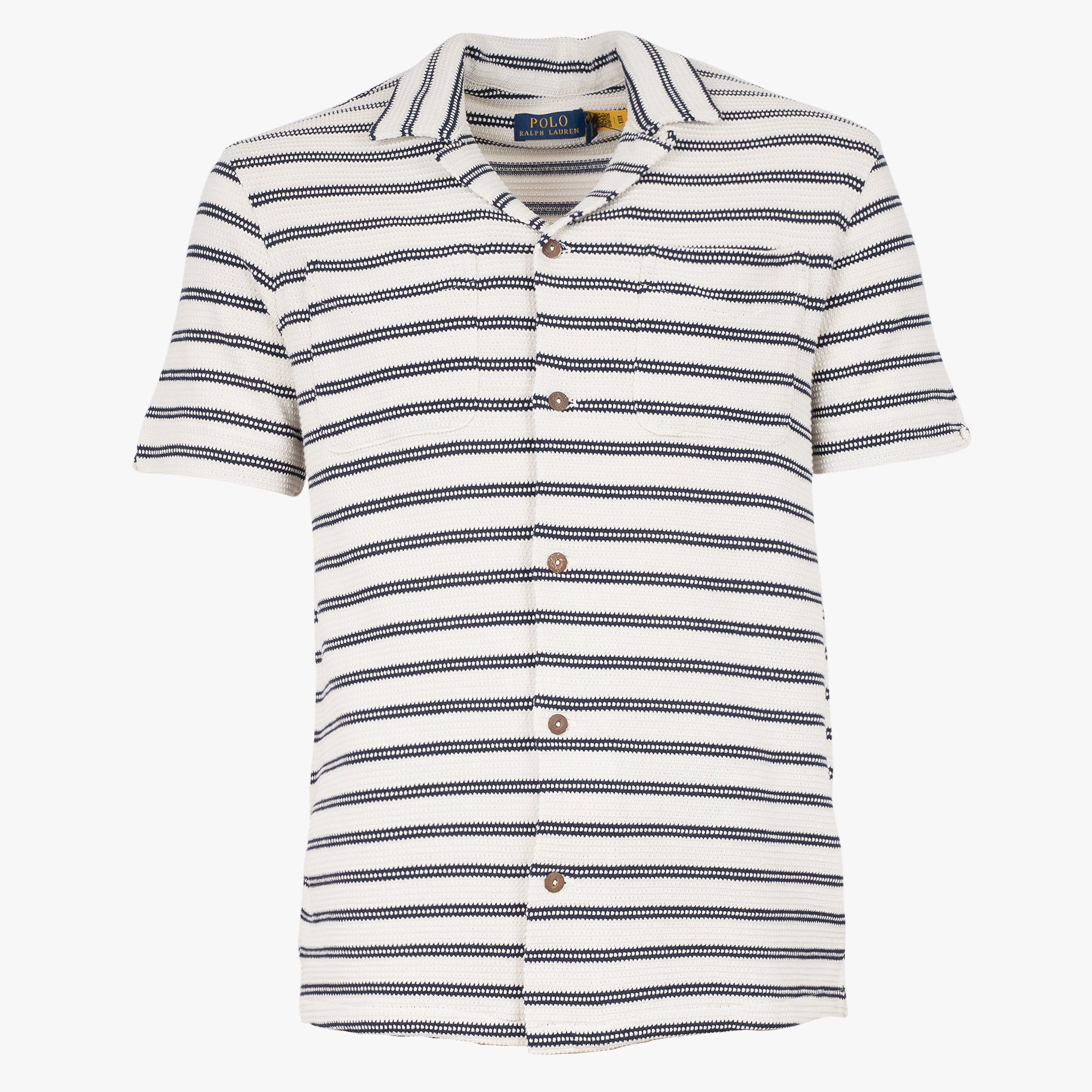 Ralph Lauren Overhemd Korte Mouw Blauw Gestreept | Pointelle-Ribbed