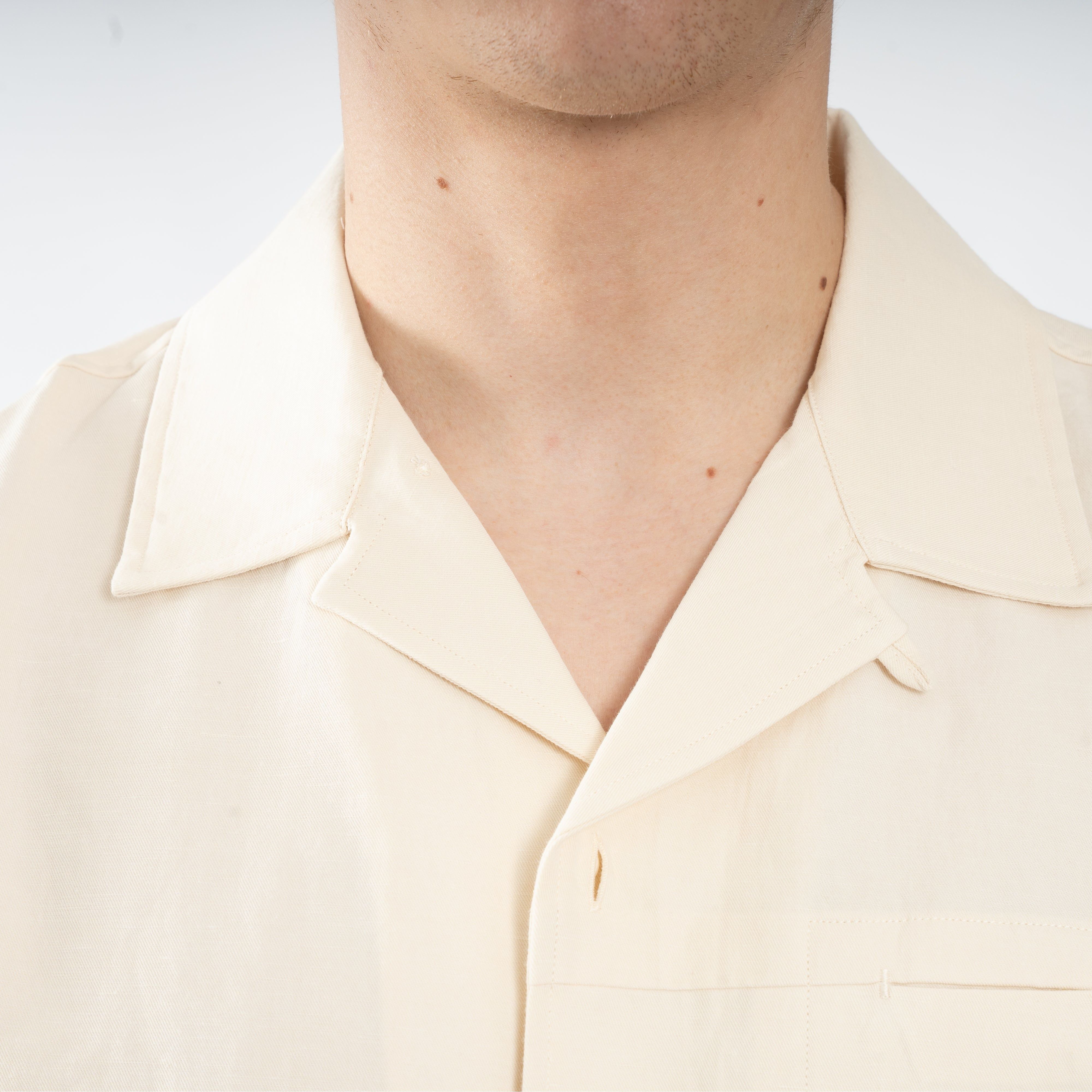 Olaf Korte Mouwen Overhemd Off-White | Sun Linen Shirt