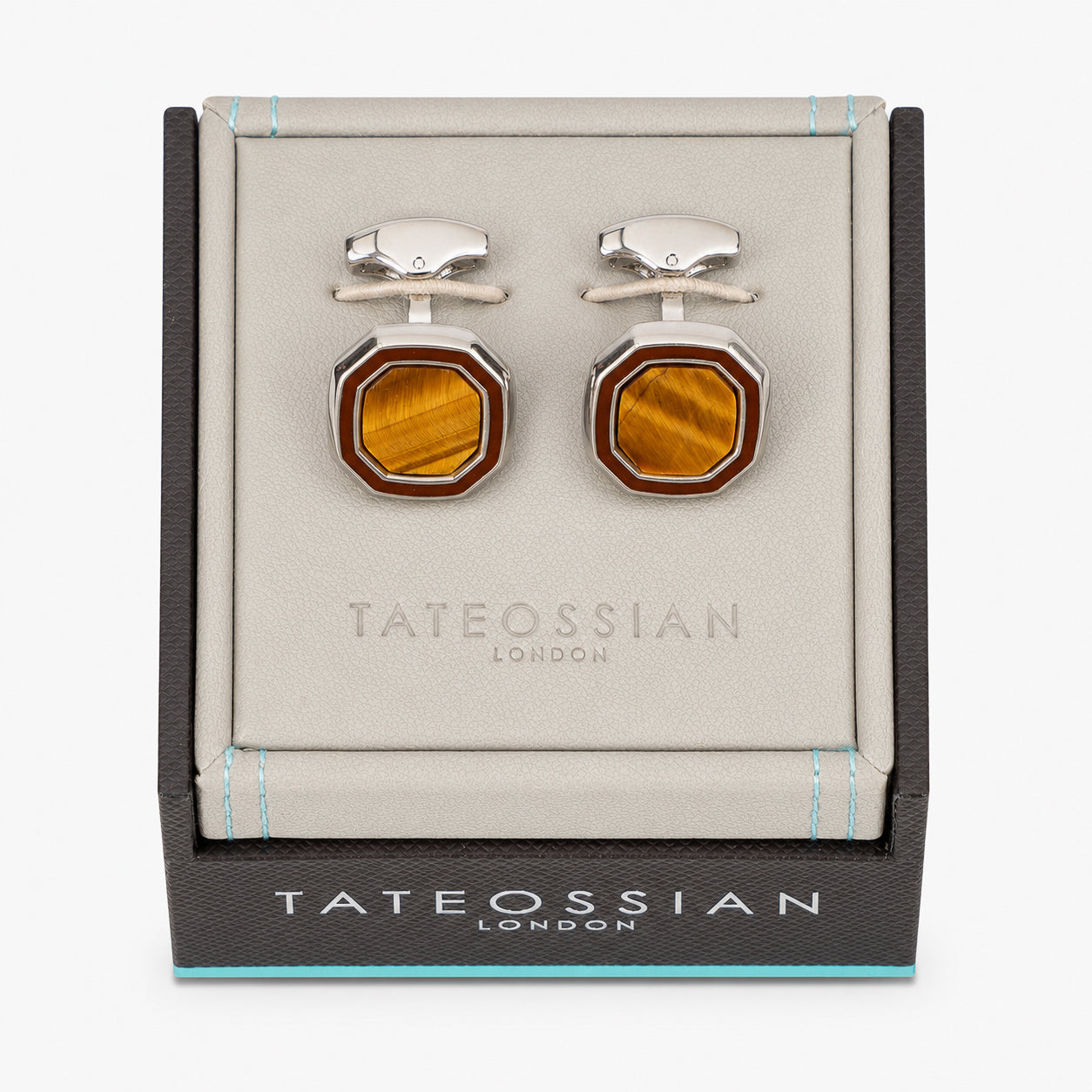 Tateossian Manchetknopen Bruin | Tiger Eye Stone