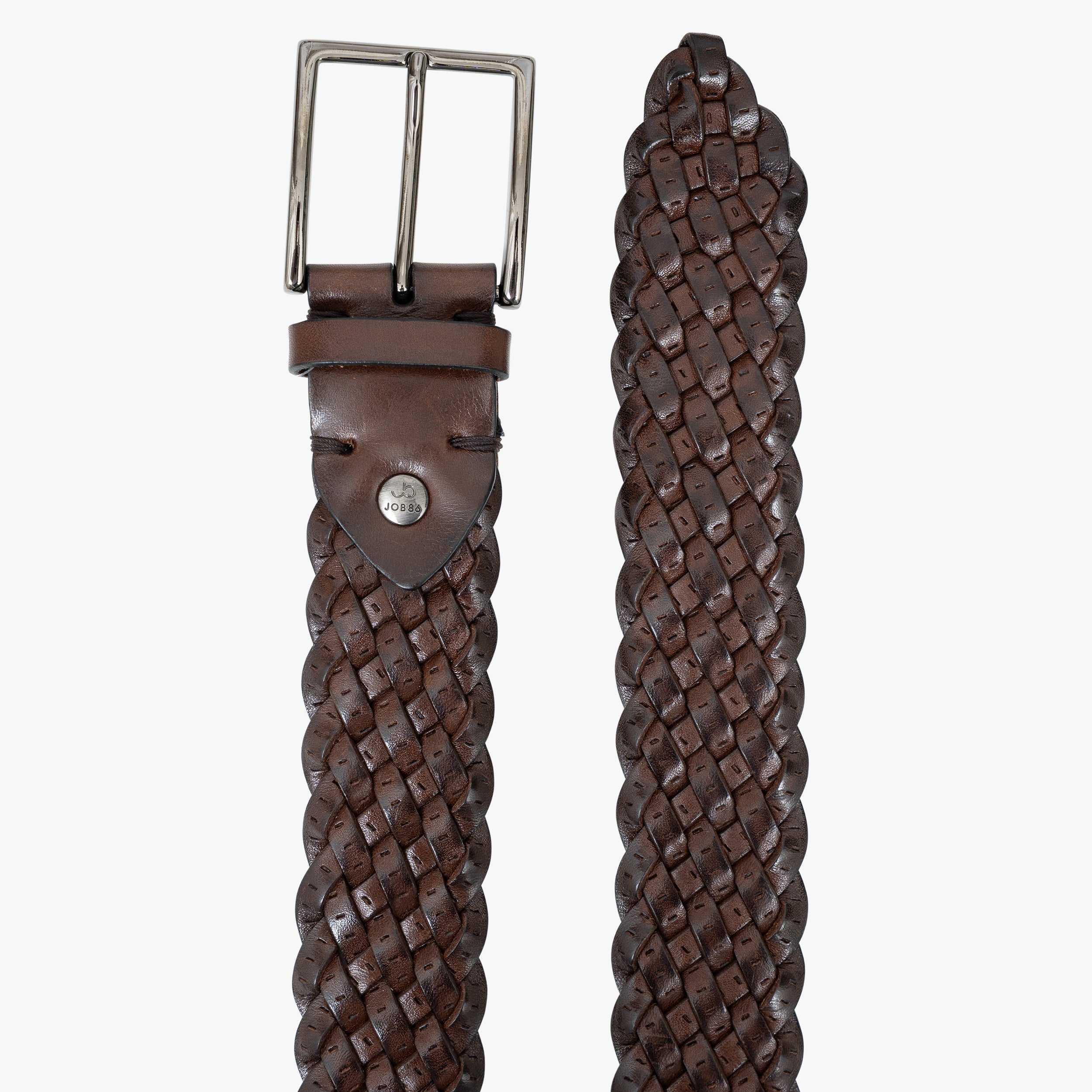 JOB86 Gevlochten Leren Riem Donkerbruin