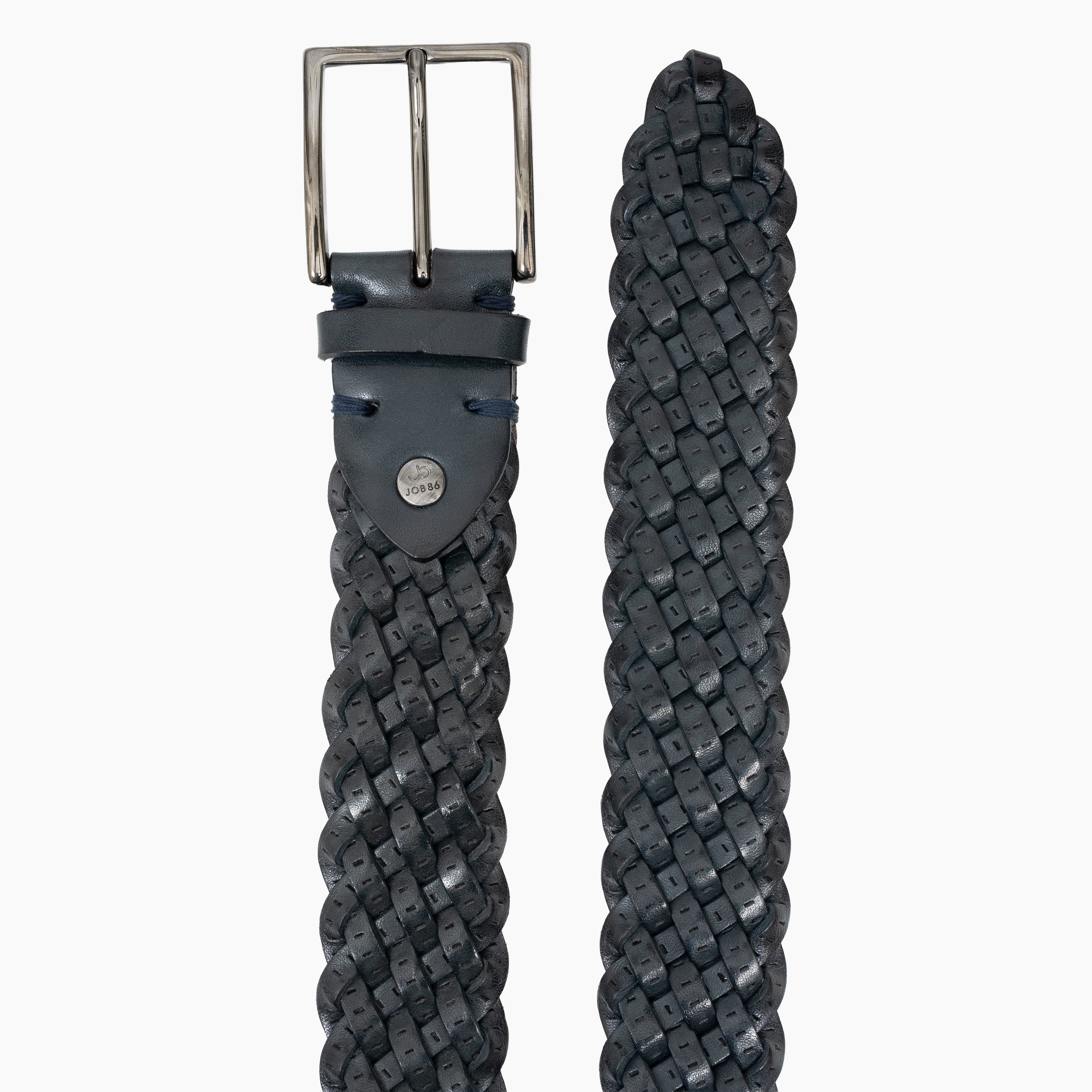 JOB86 Gevlochten Leren Riem Donkerblauw