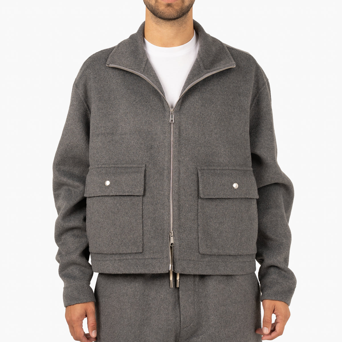 Hopeium Overshirt Grijs | Winter Wooly Short Jacket