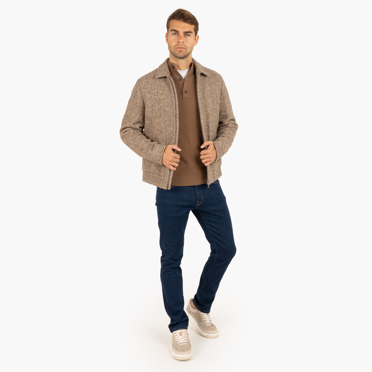 SEVEN DIALS Bomberjack Visgraat Beige | Dhaka