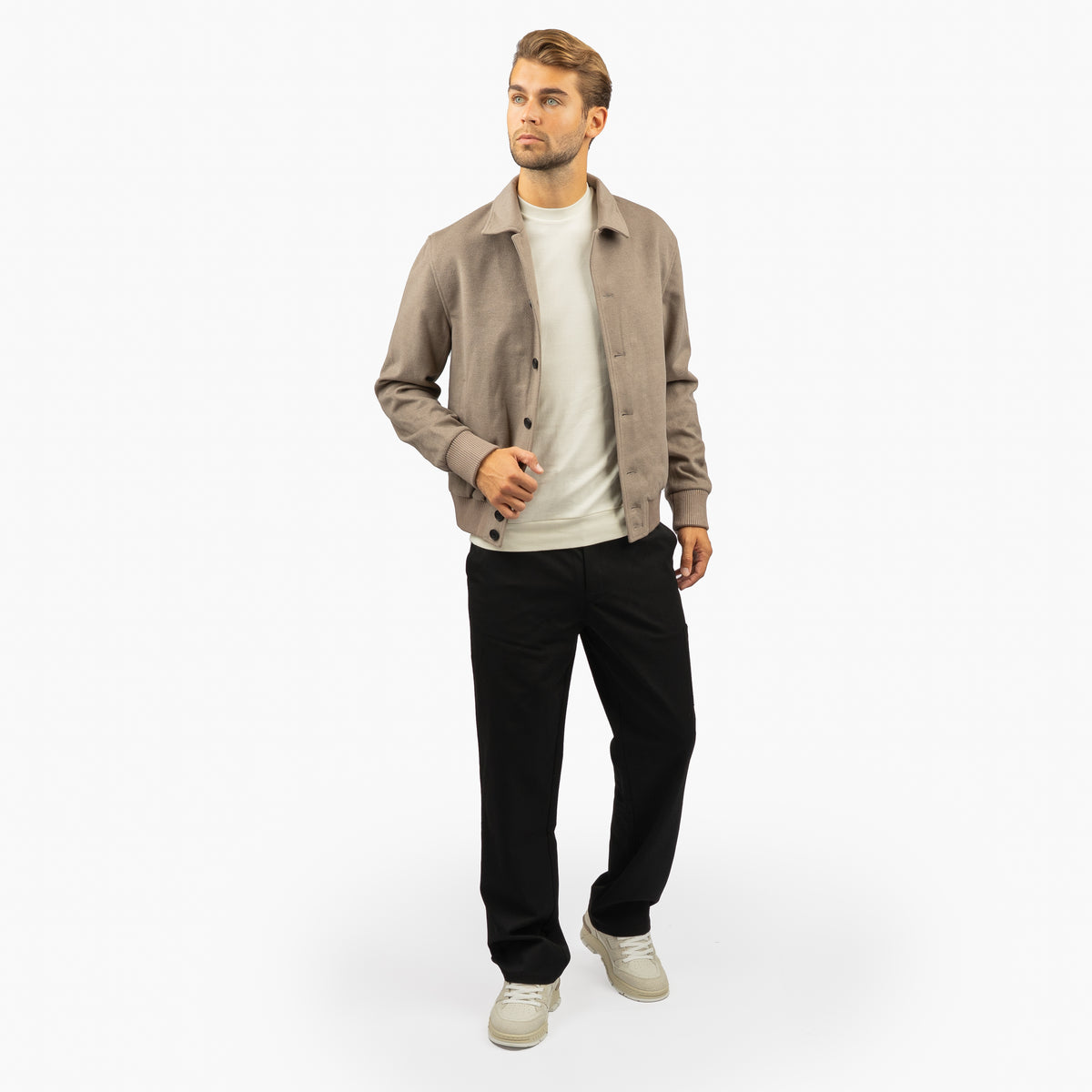 Genti Bomberjack Beige | Wool Blend