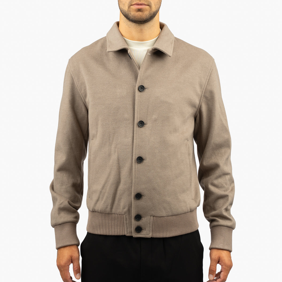 Genti Bomberjack Beige | Wool Blend