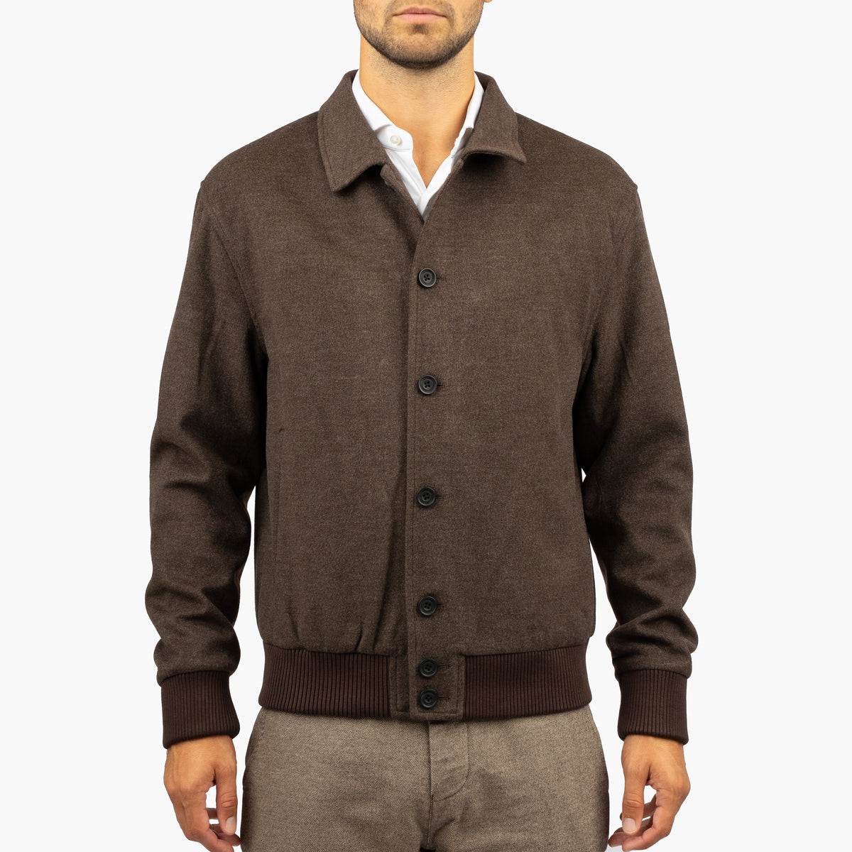 Genti Bomberjack Bruin | Wool Blend