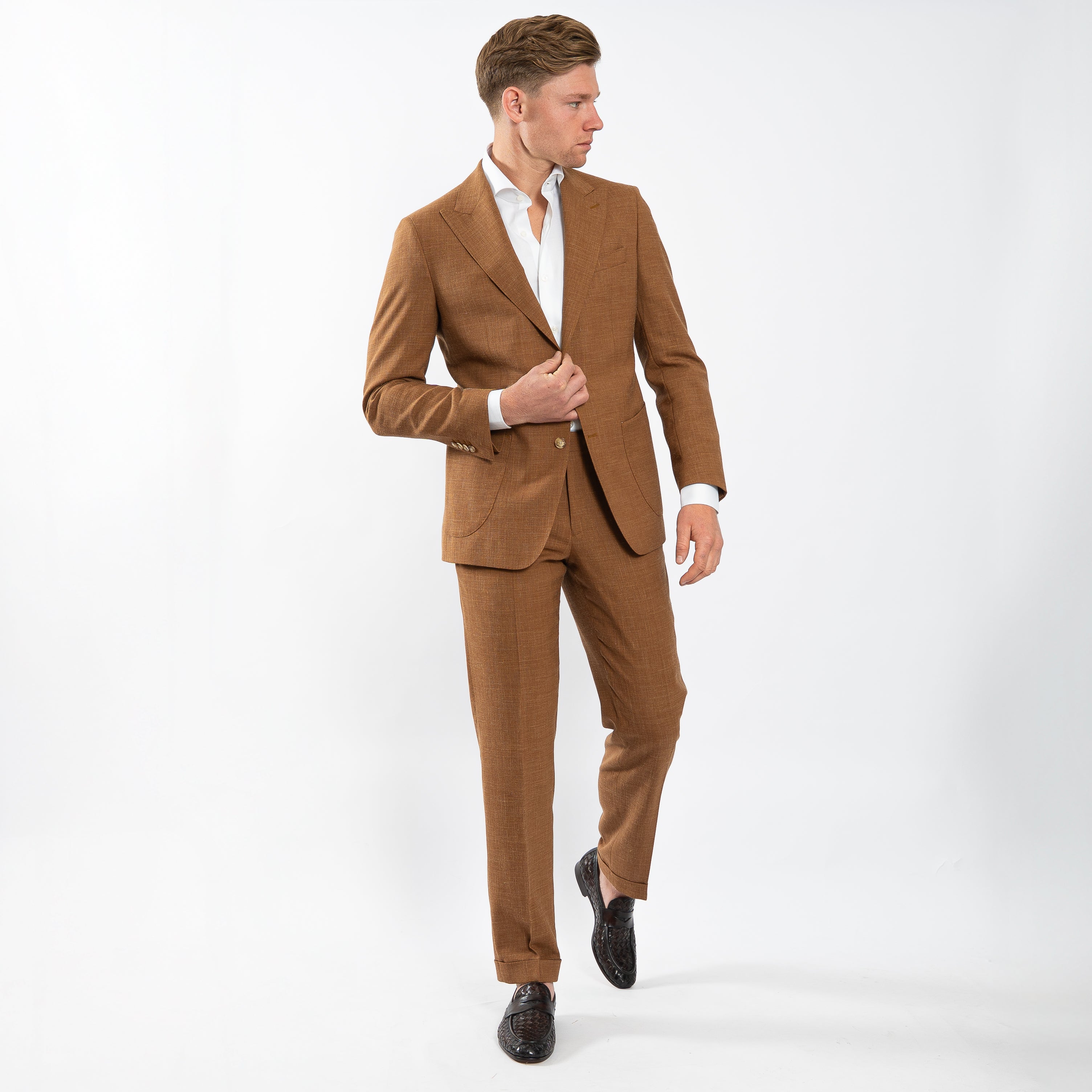 Munro Linnen Kostuum Camel | Paulo Oliveira