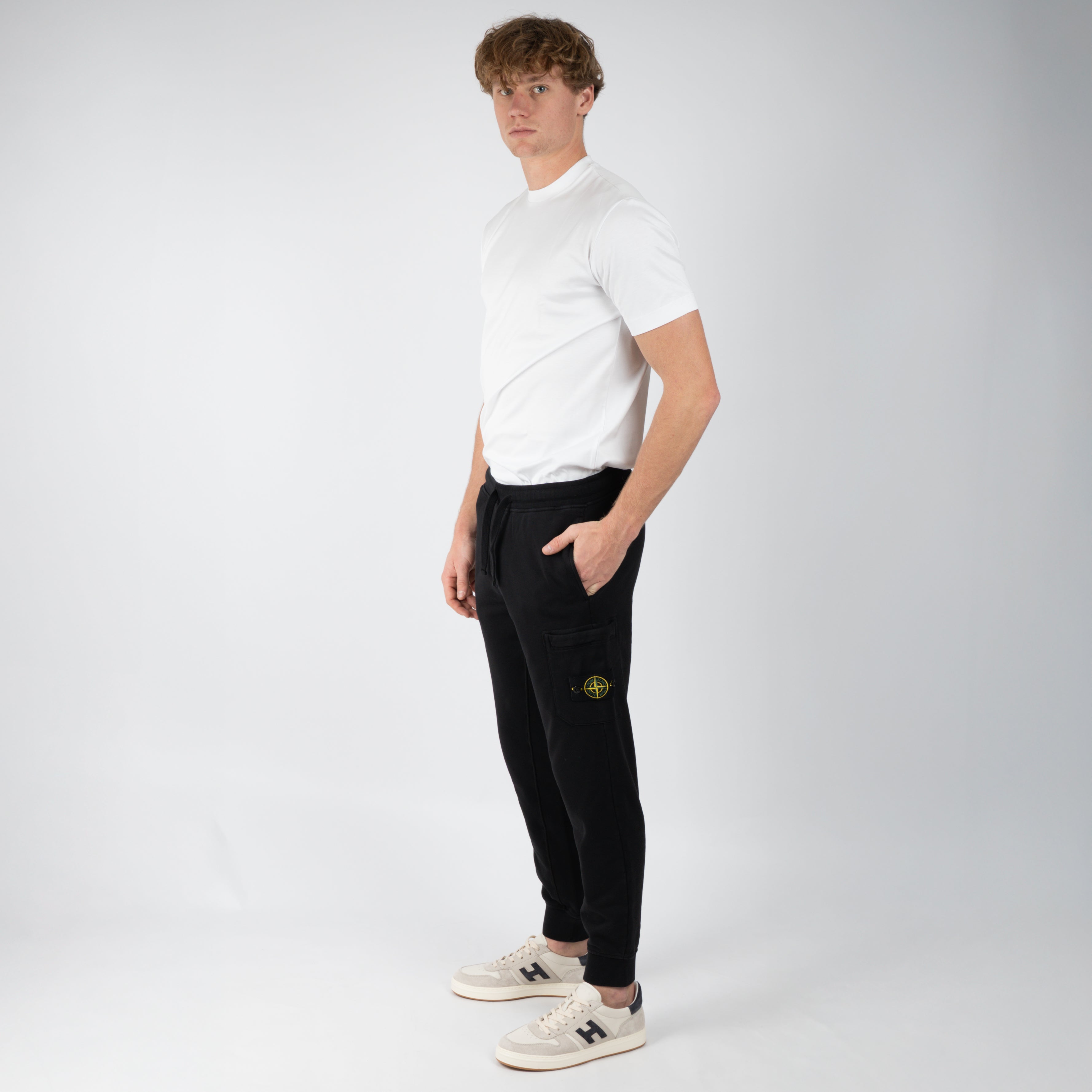 Stone Island Joggingbroek Zwart | Cotton Fleece