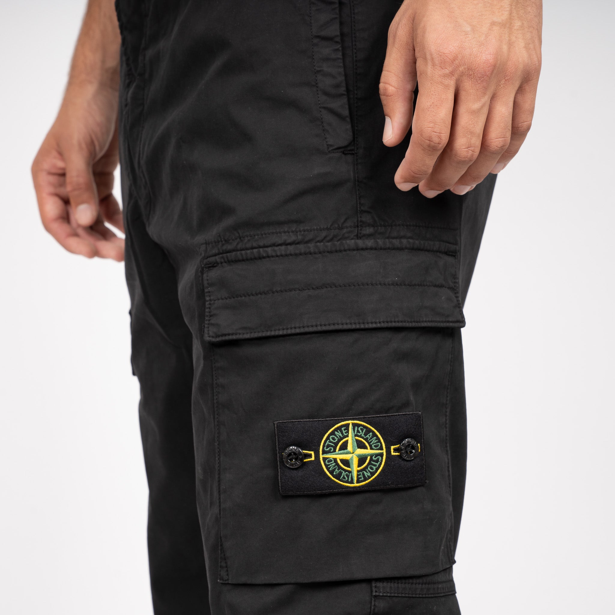 Stone Island Cargobroek Zwart | Stretch Cotton Twill