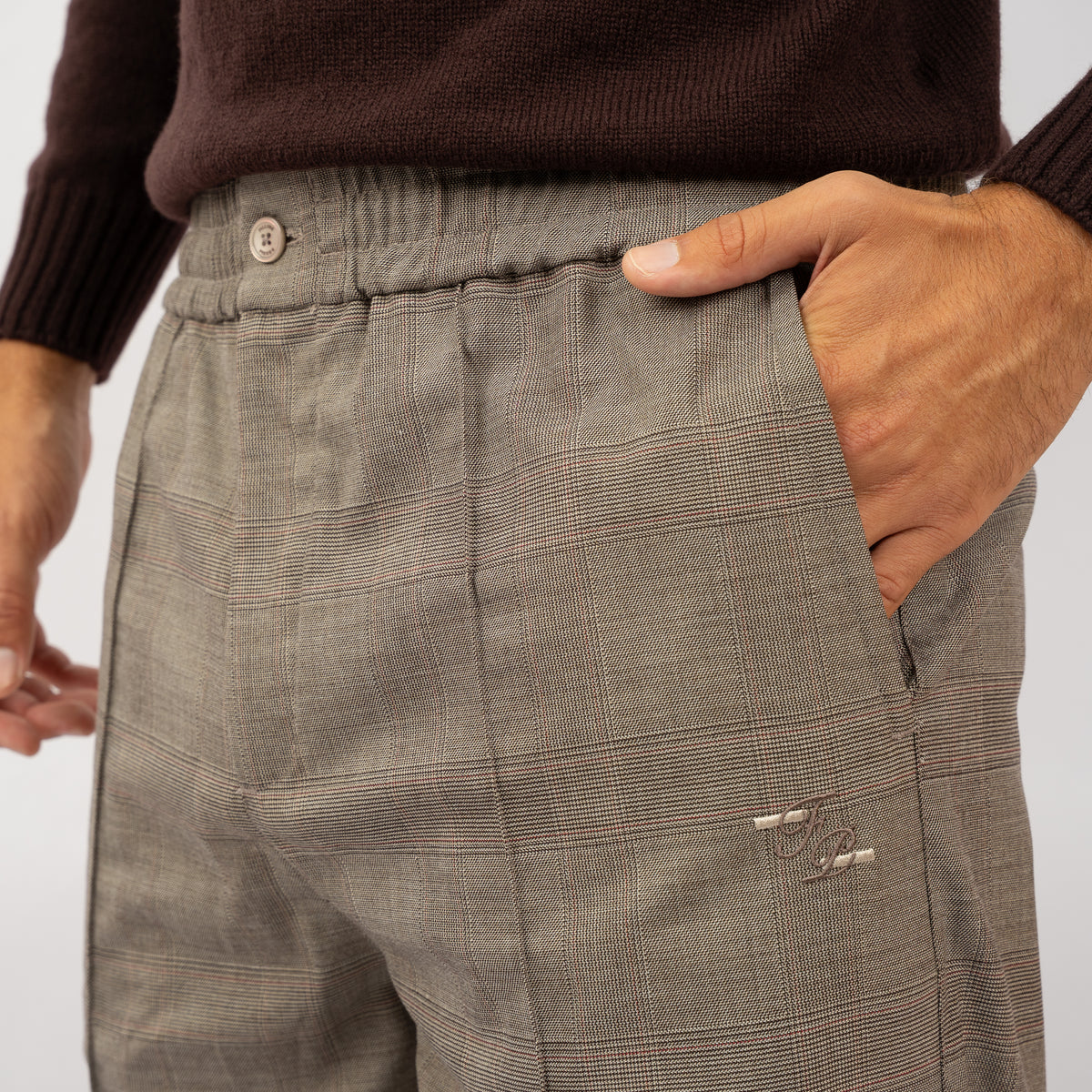 Filling Pieces Pantalon Beige Ruit | Coach Pants Wool