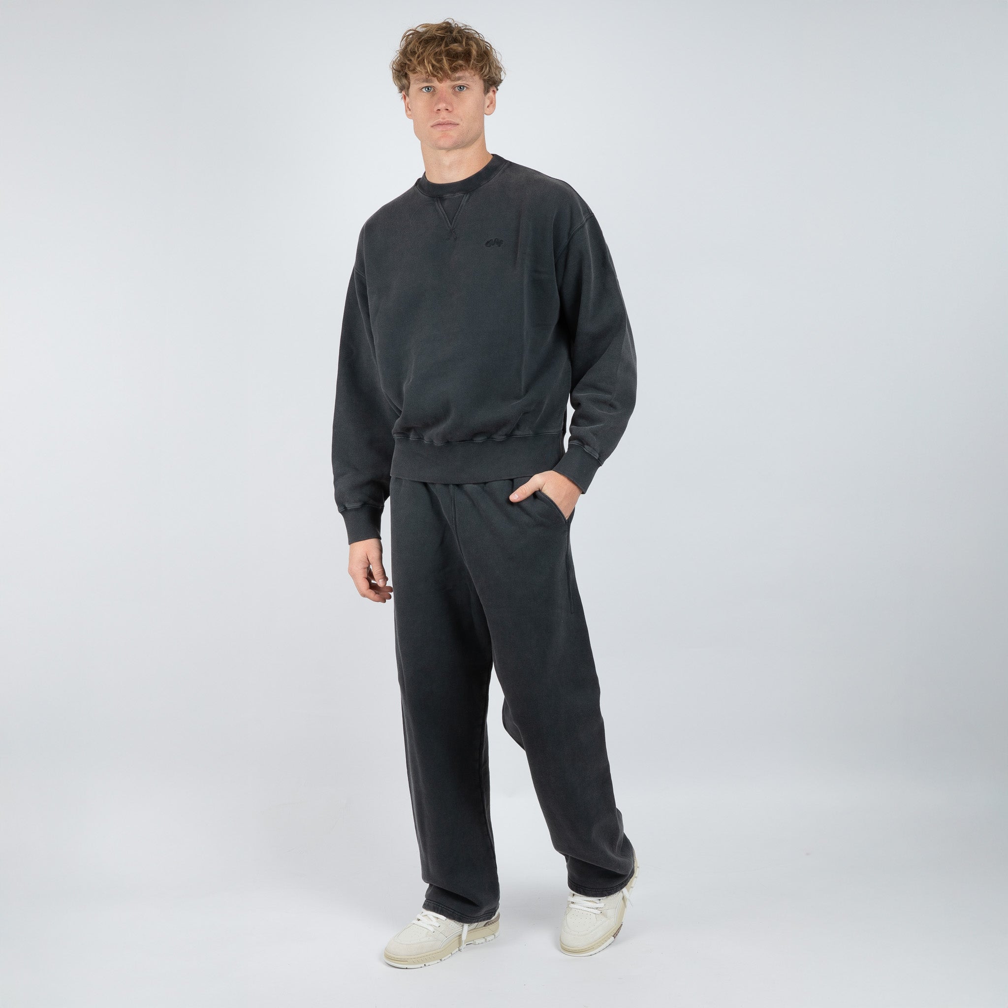 Olaf Sweater Grijs | Washed Signature Boxy Crewneck