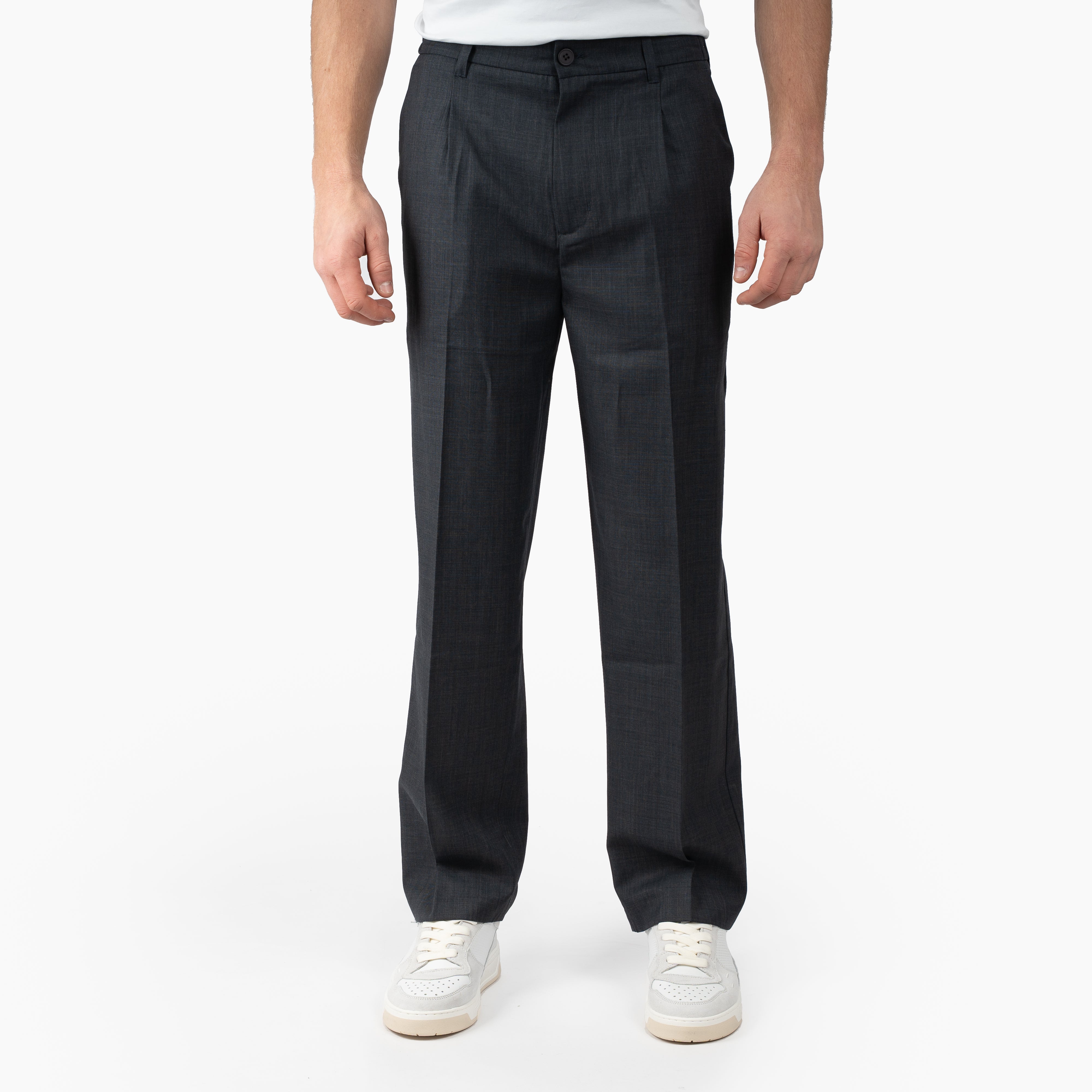 Olaf Pantalon Grijs | Regular Wool Blend Pleated