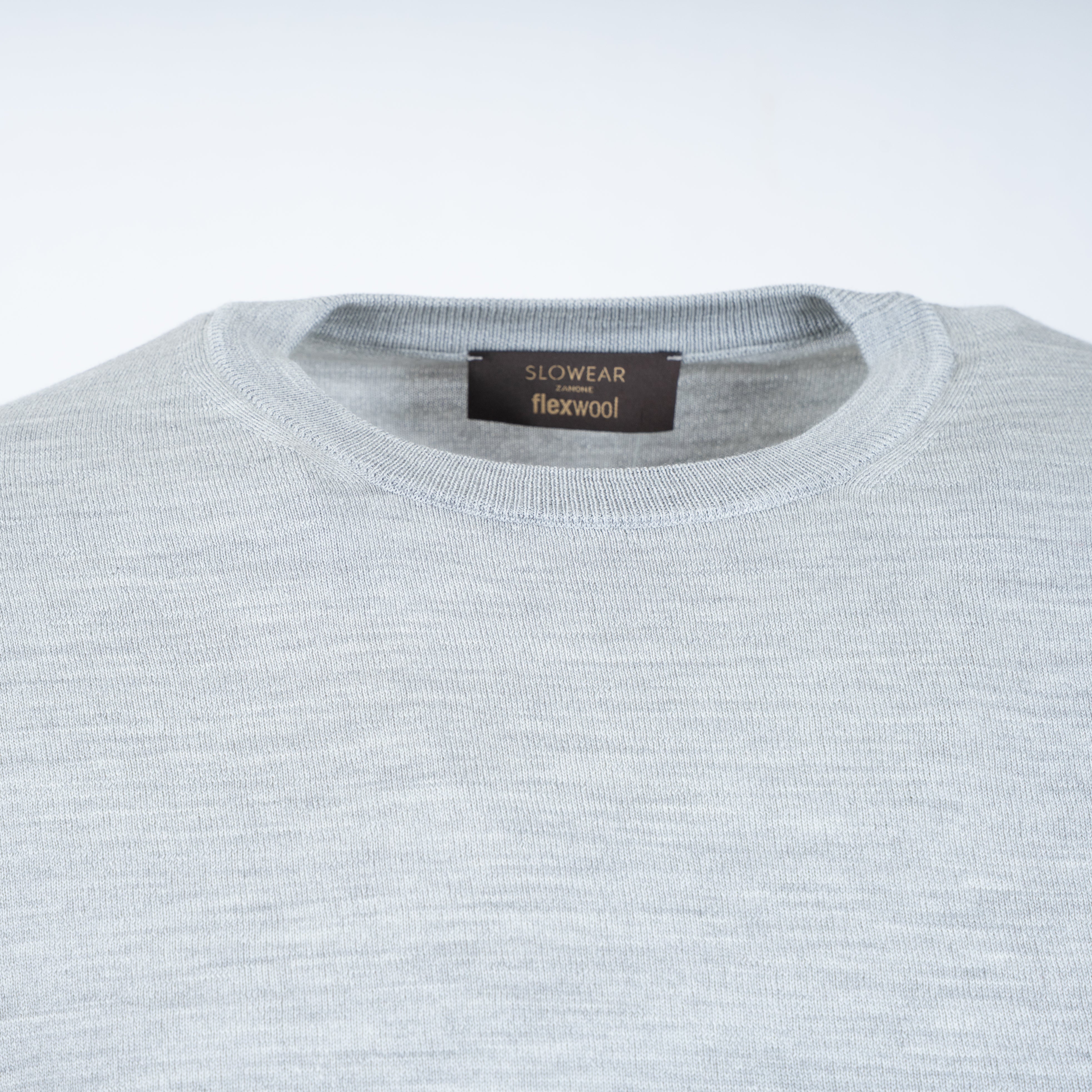 Slowear Gebreide Ronde Hals Trui Grijs | Flexwool