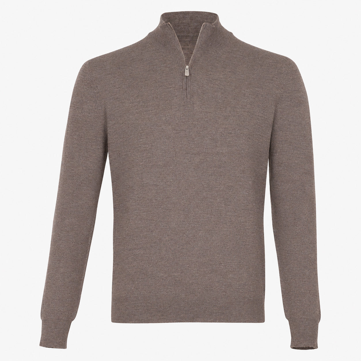 Fedeli Gebreide Trui met Rits Taupe | Favonio Superfine Wool 140