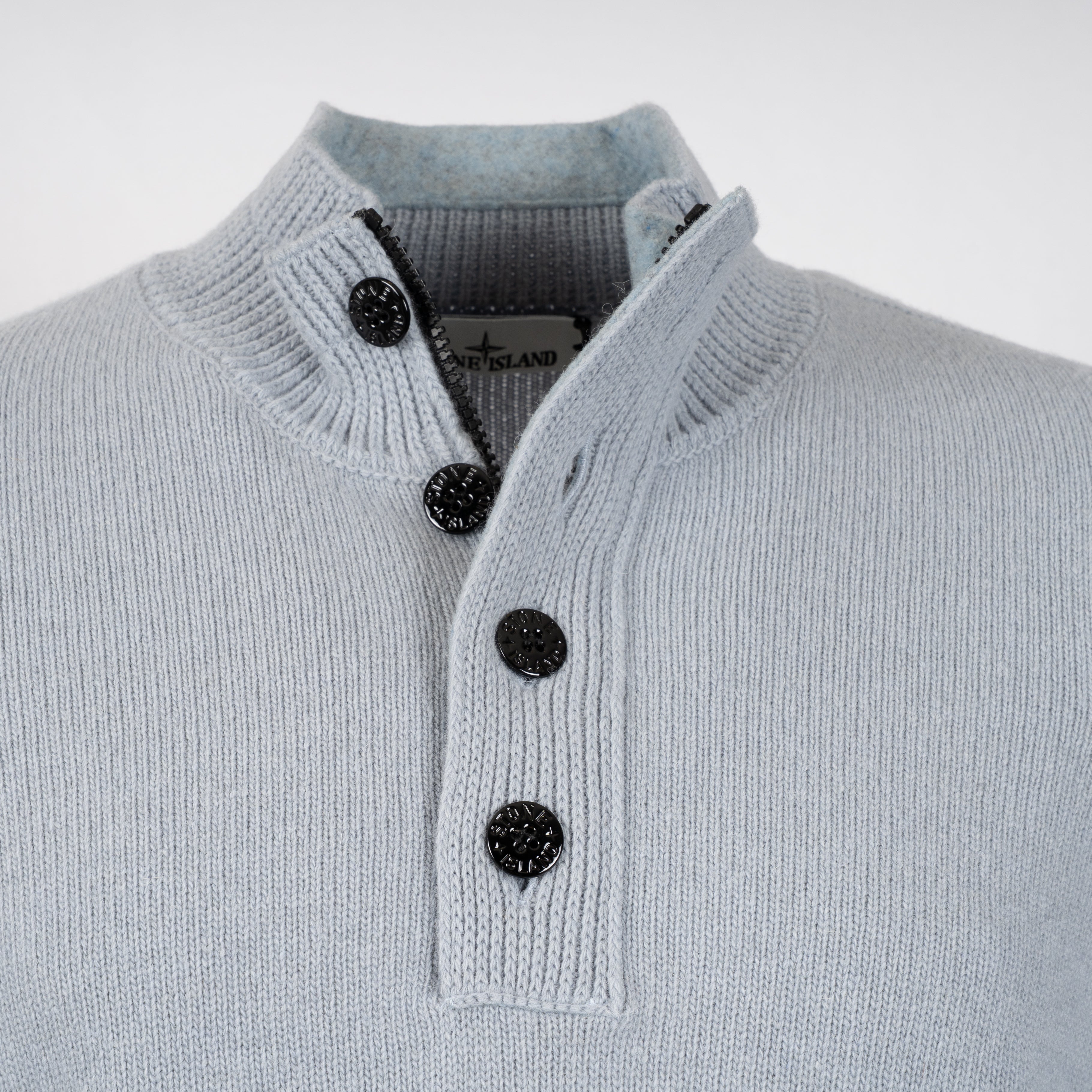 Stone Island Gebreide Trui met Knopenlijst Grijs | Lambswool