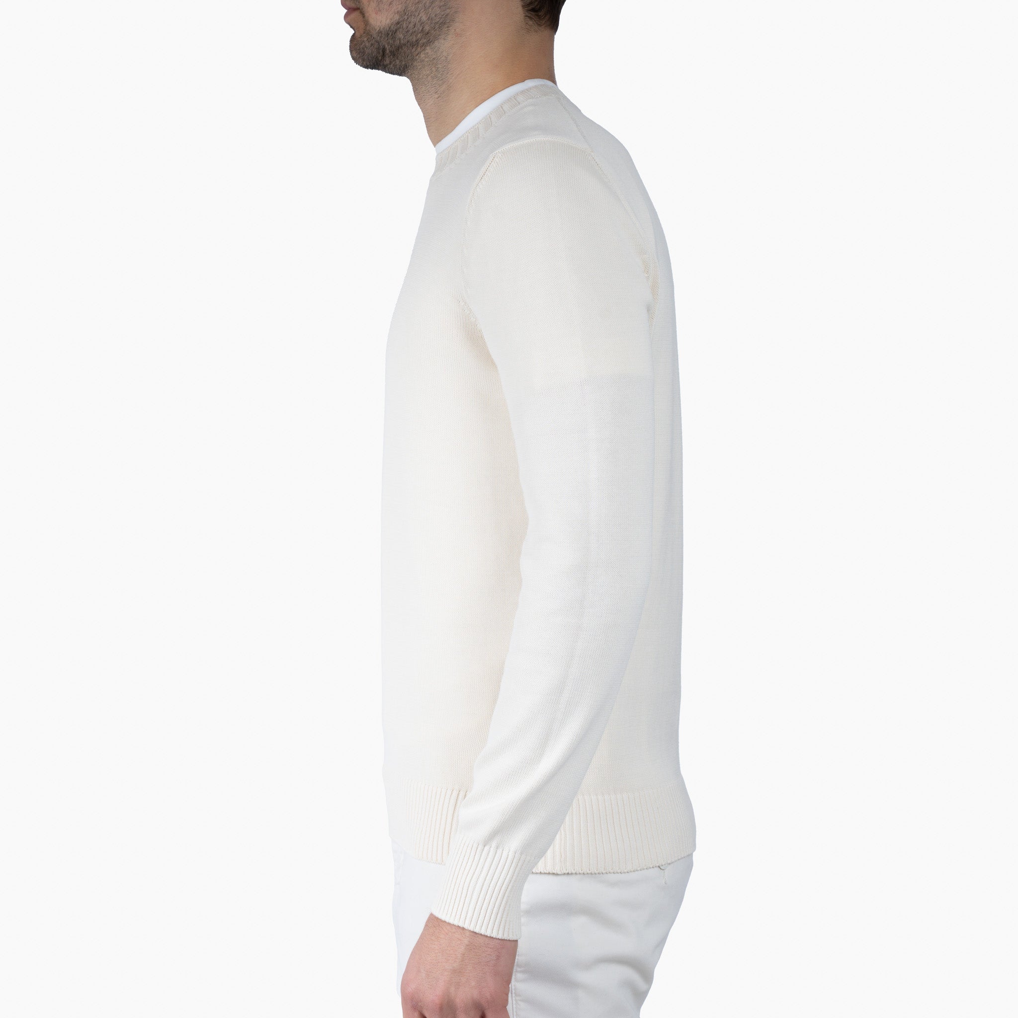Gran Sasso Gebreide Trui Ronde Hals Crème | Egyptian Cotton