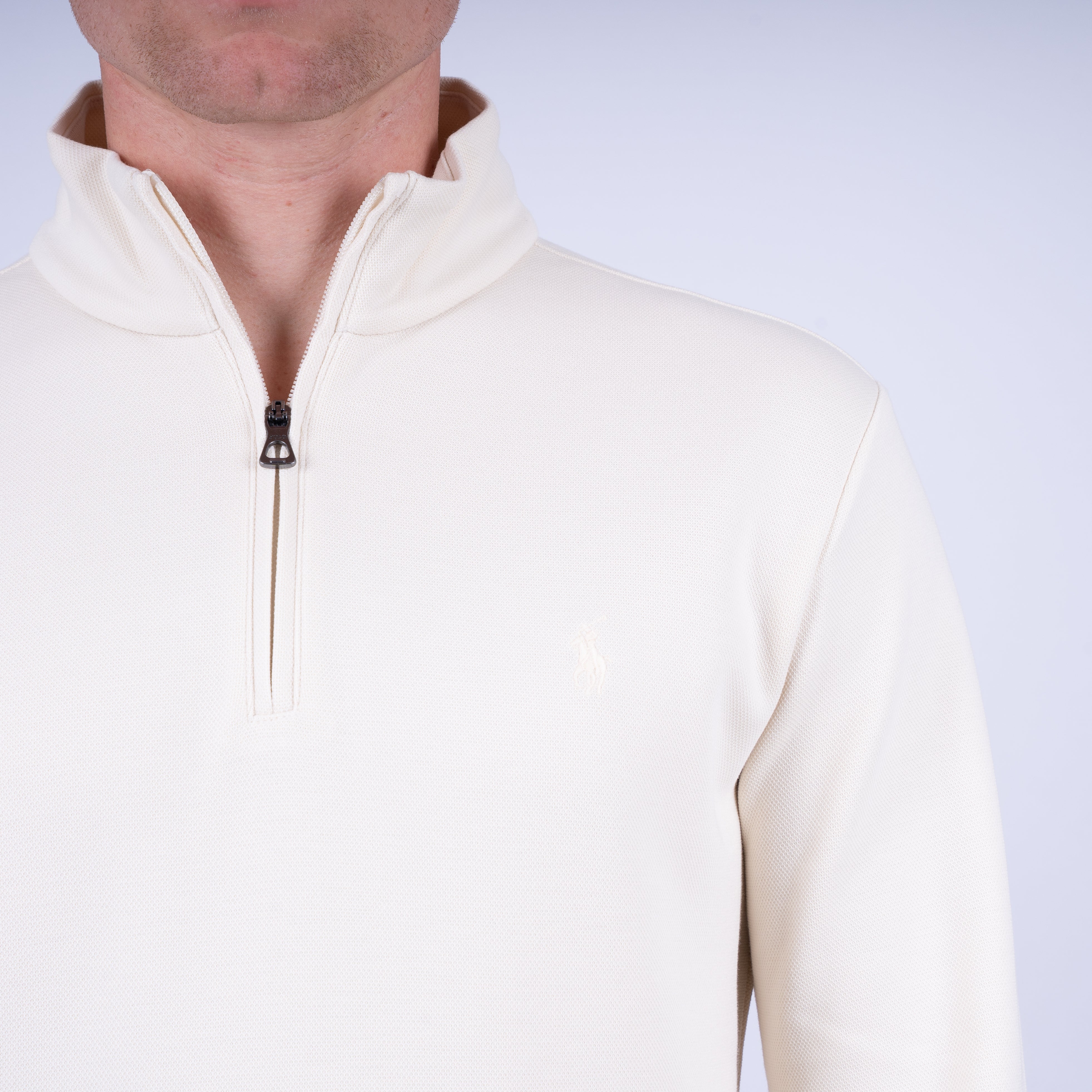 Ralph Lauren Gebreide Trui met Rits Crème | Double-Knit