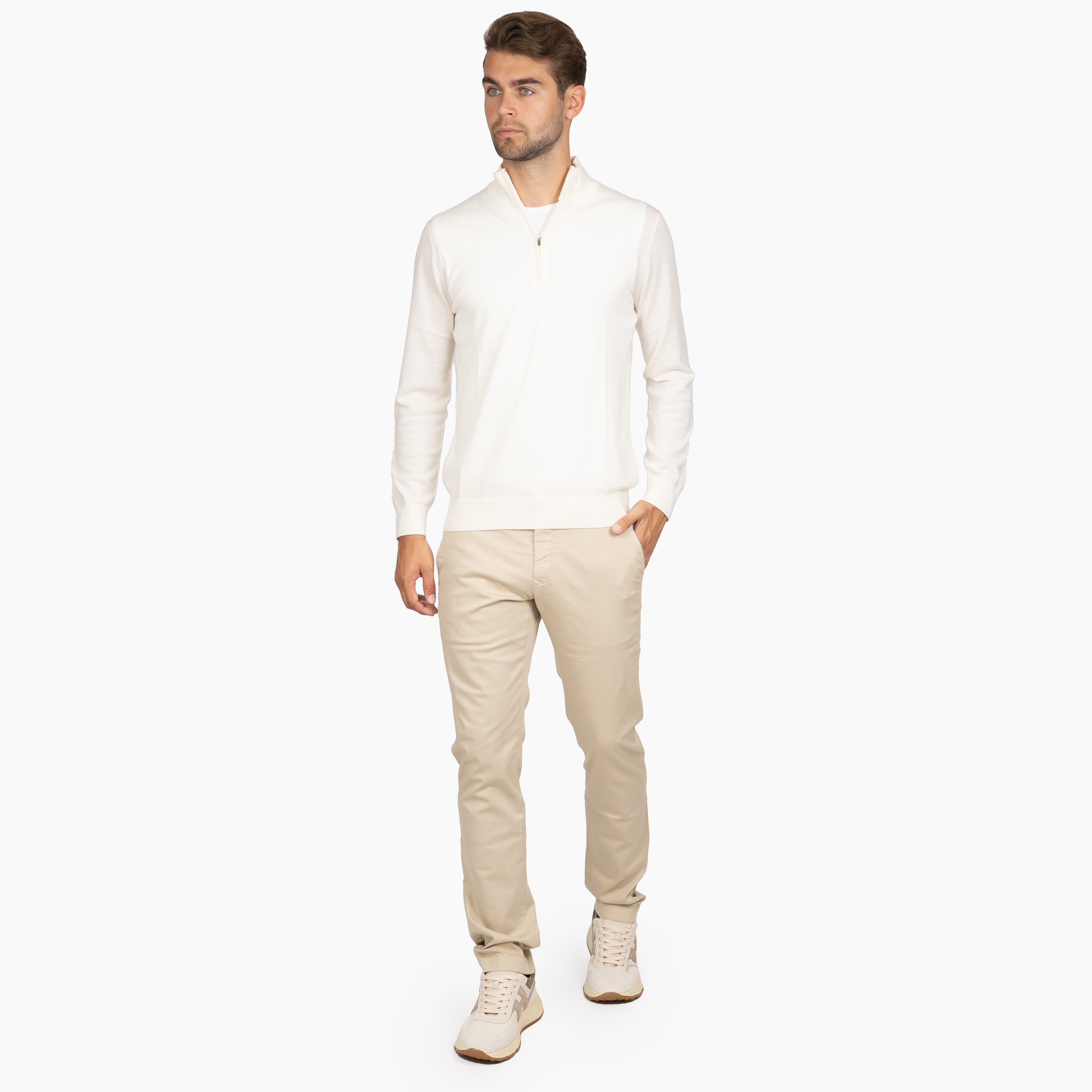 SEVEN DIALS Gebreide Trui met Rits Off-White | Bothe
