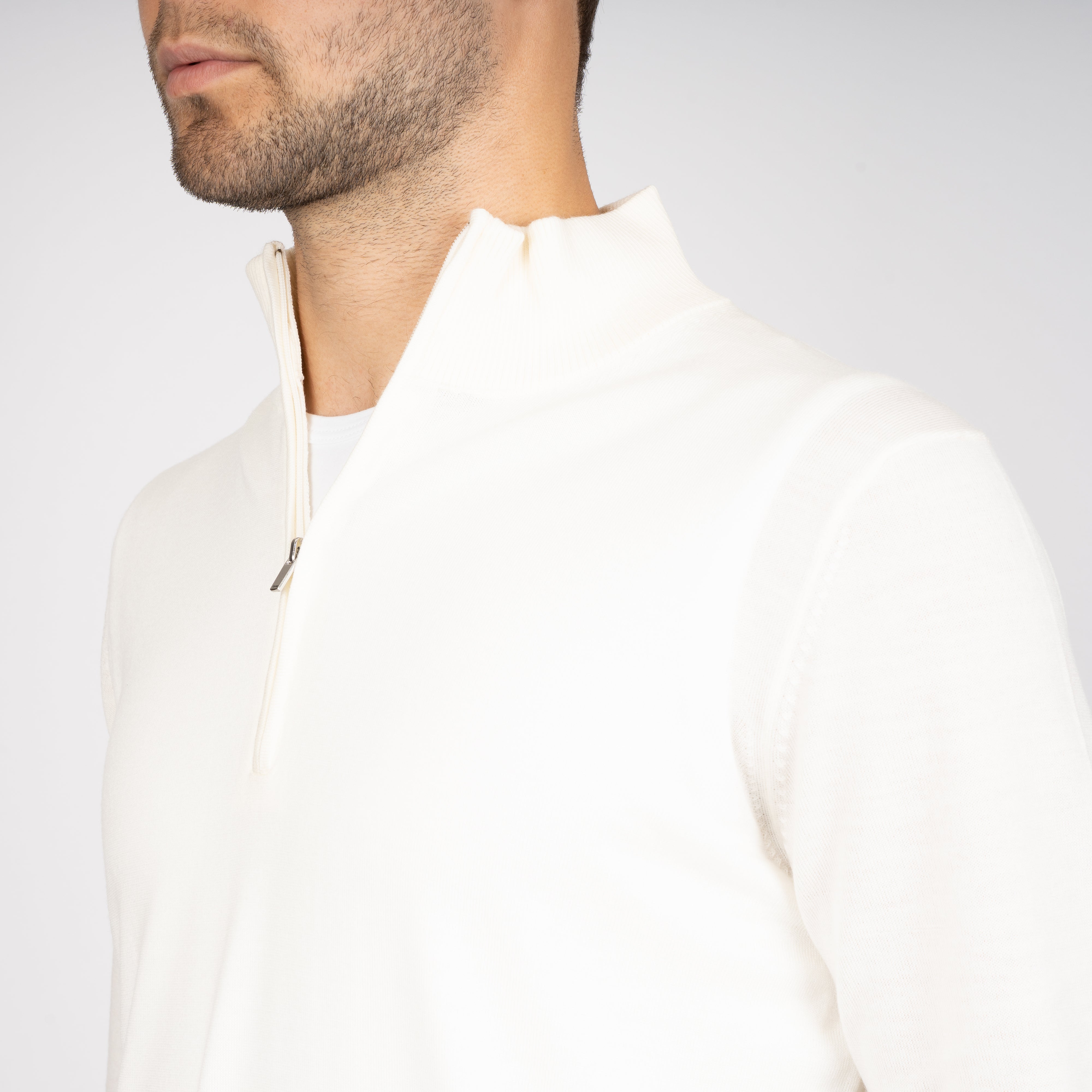 SEVEN DIALS Gebreide Trui met Rits Off-White | Bothe
