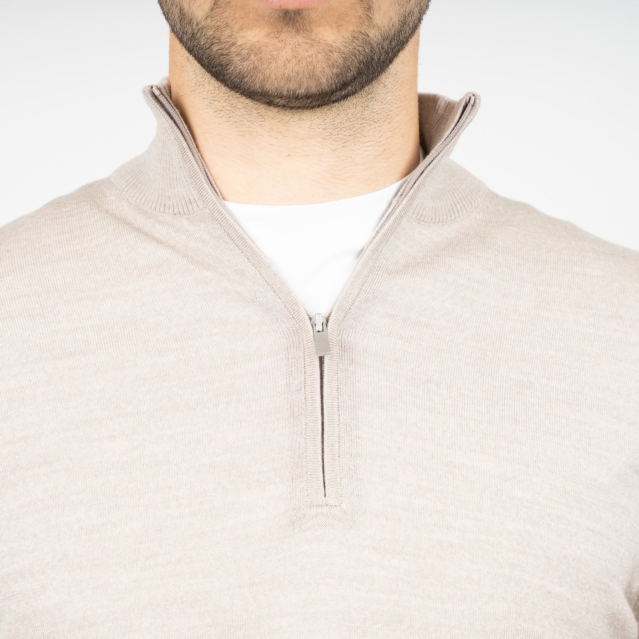 SEVEN DIALS Gebreide Trui met Rits Beige | Bothe