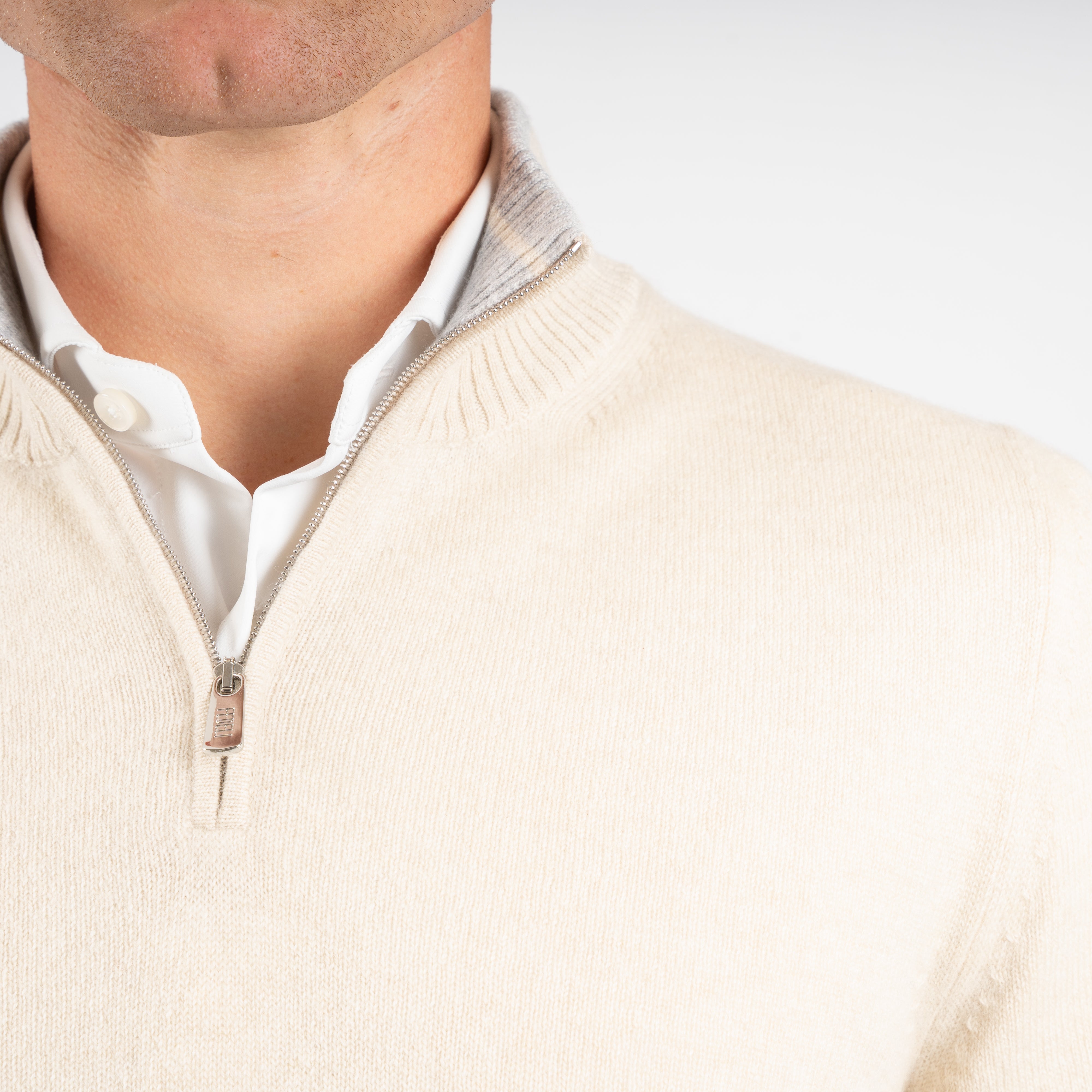Fedeli Gebreide Trui met Rits Beige | Favonio Persia Cashmere