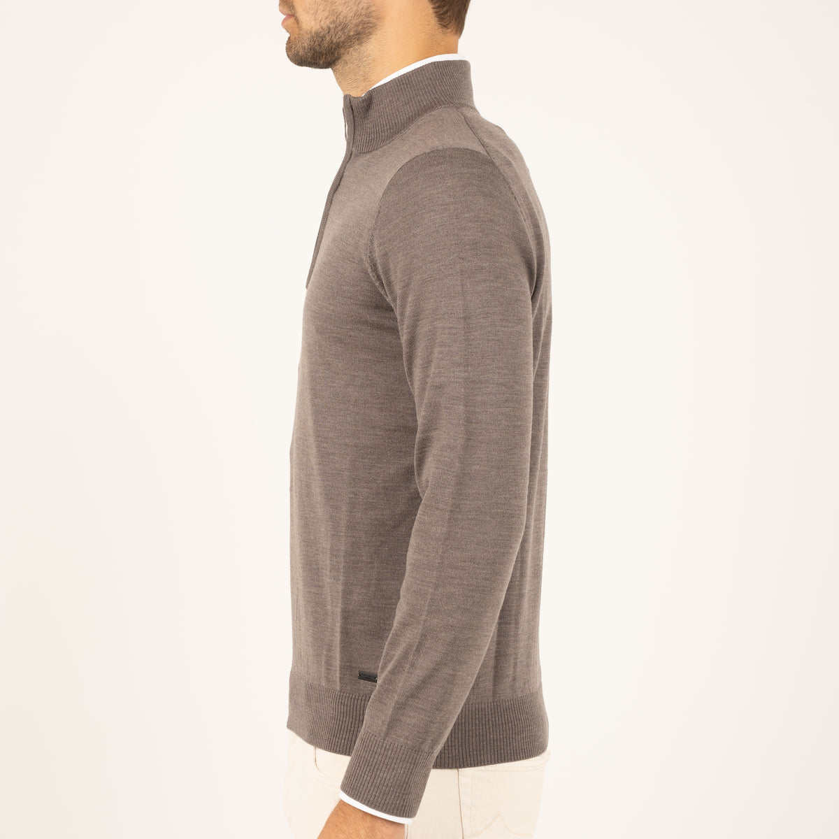SEVEN DIALS Gebreide Trui met Rits Taupe | Saul