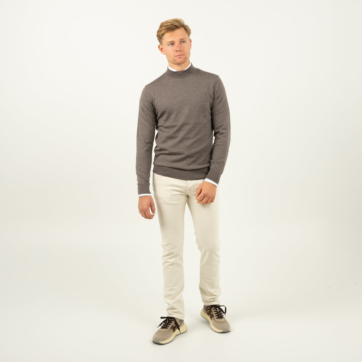 SEVEN DIALS Gebreide Turtleneck Trui Taupe | Goy