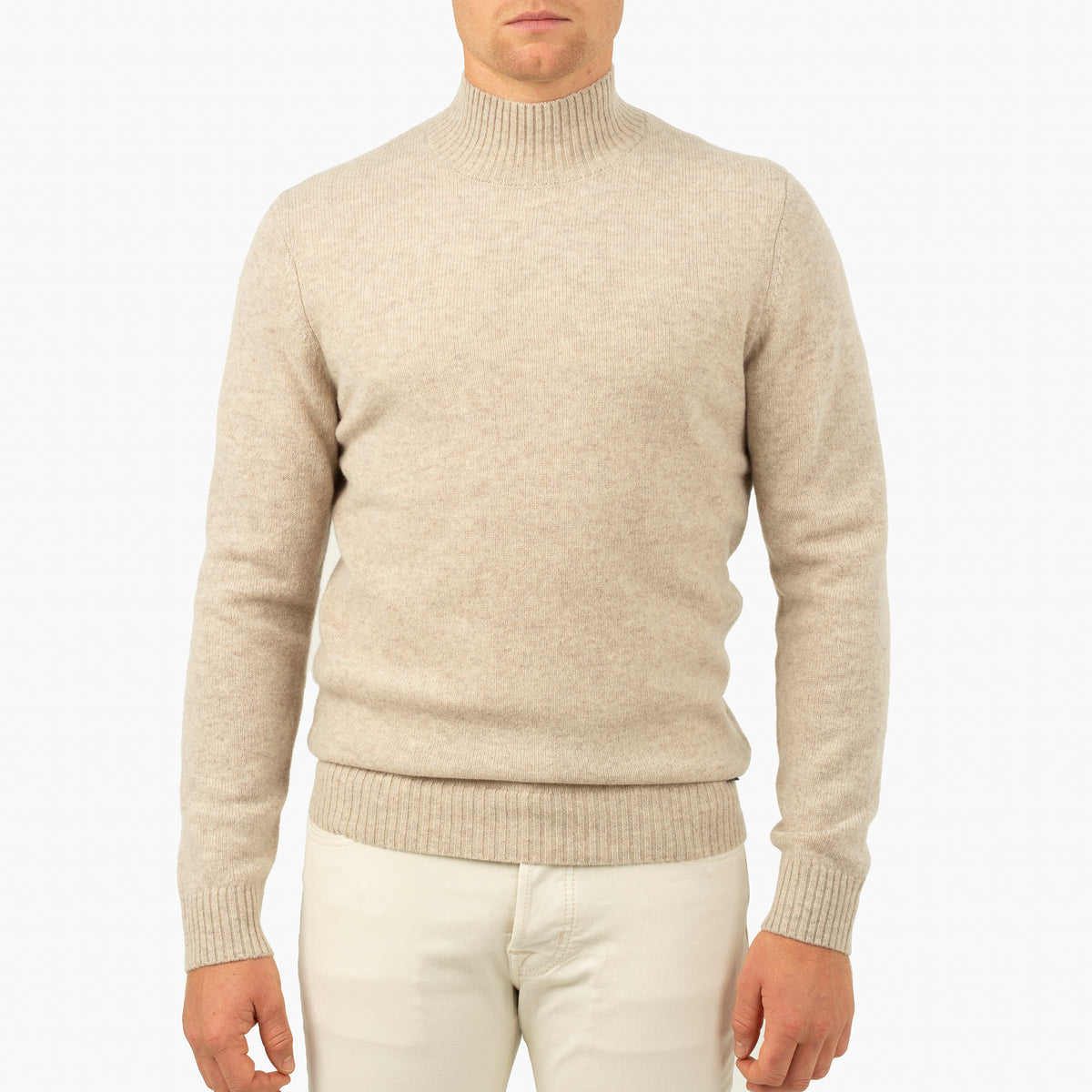 SEVEN DIALS Gebreide Turtleneck Trui Beige | Emsley