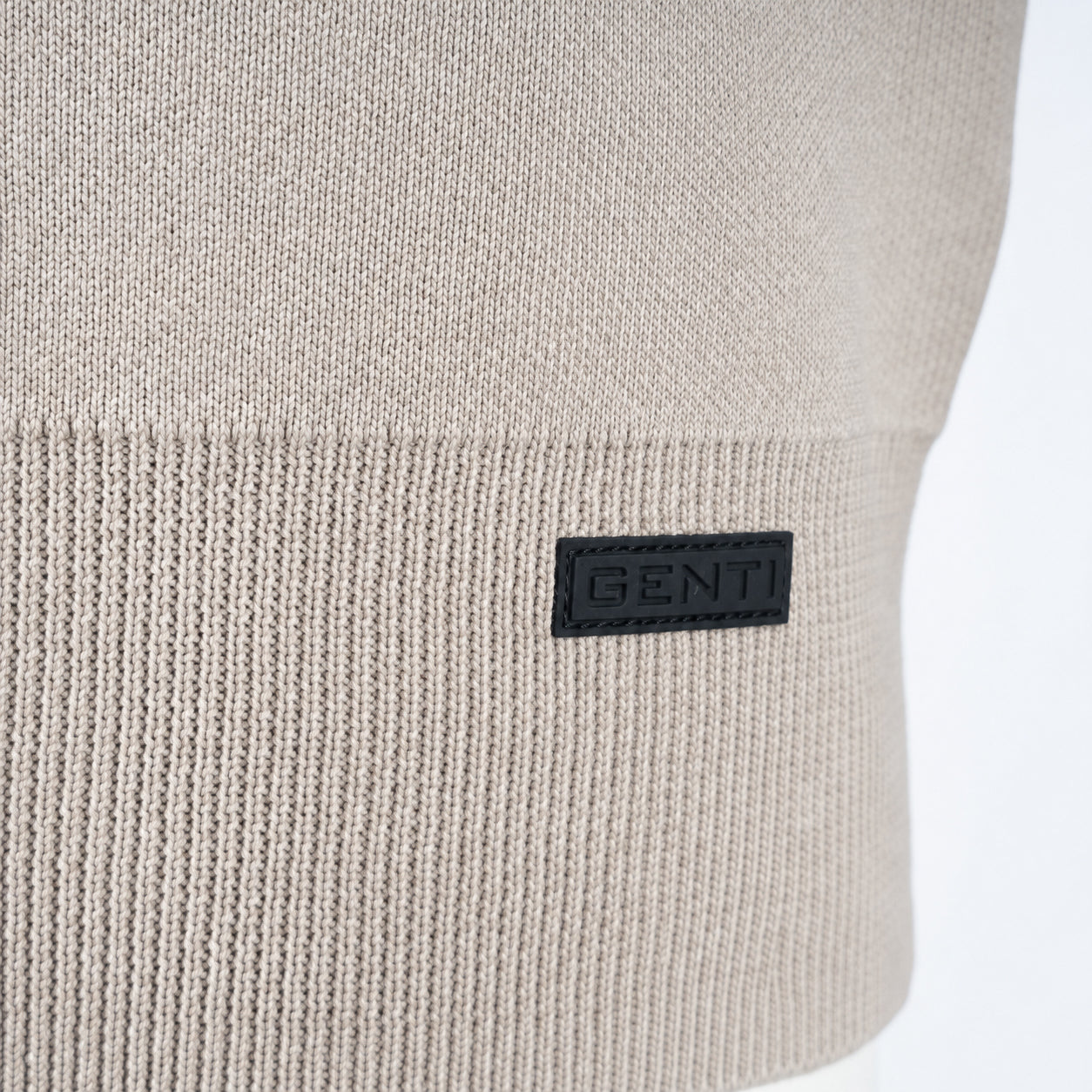 Genti Gebreide Trui met Rits Beige | Cotton & Nylon