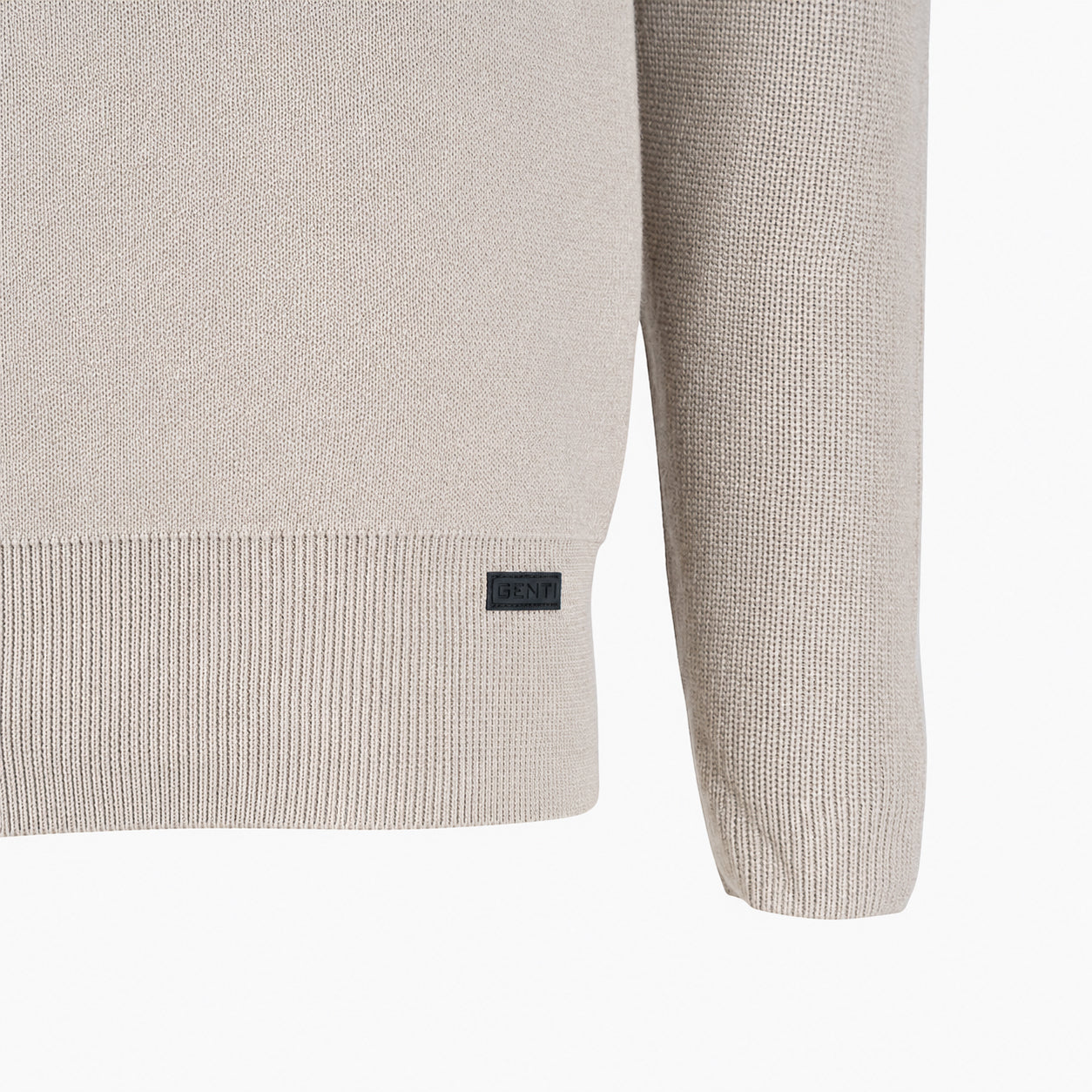 Genti Gebreide Trui met Rits Beige | Cotton & Nylon