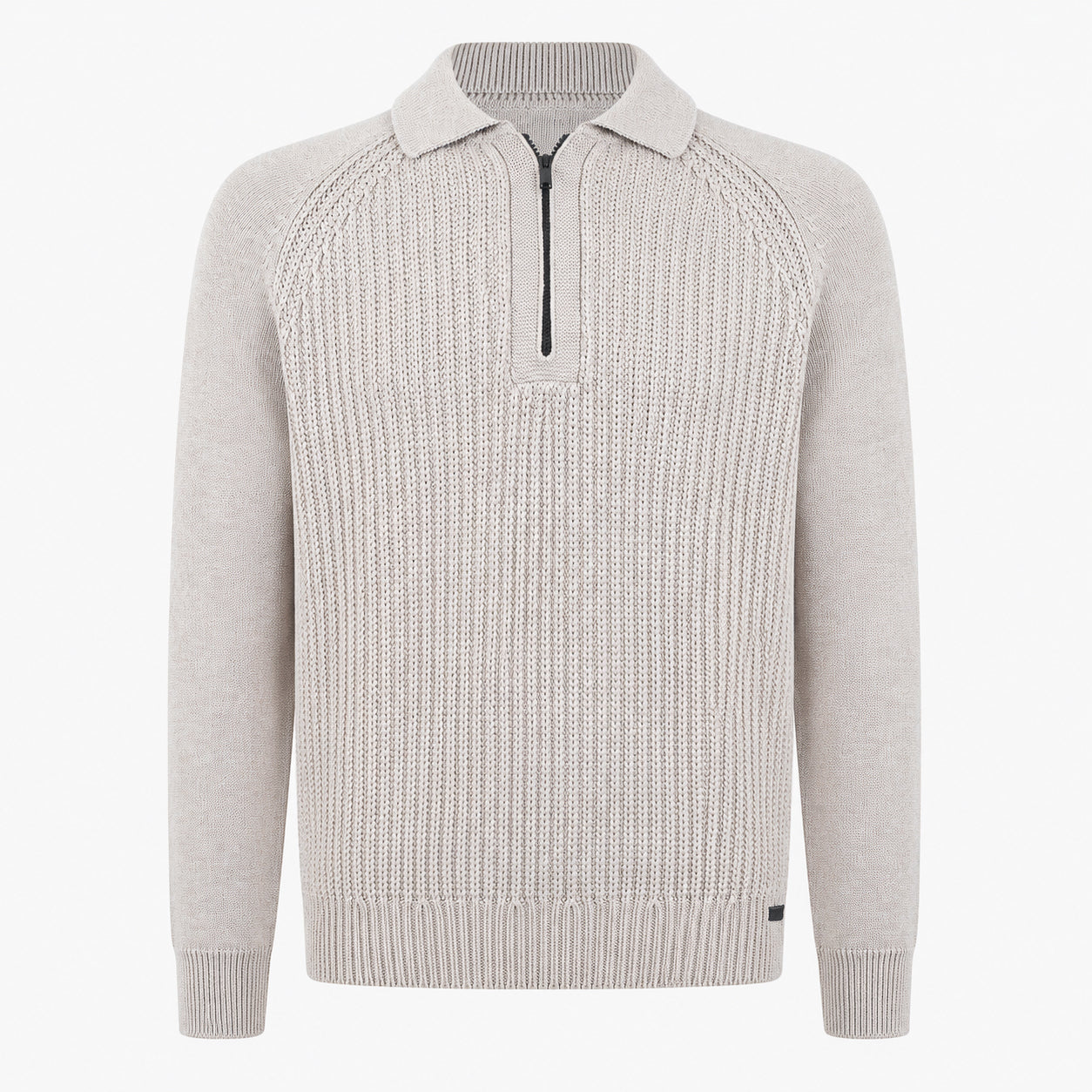 Genti Gebreide Trui met Rits Beige | Cotton