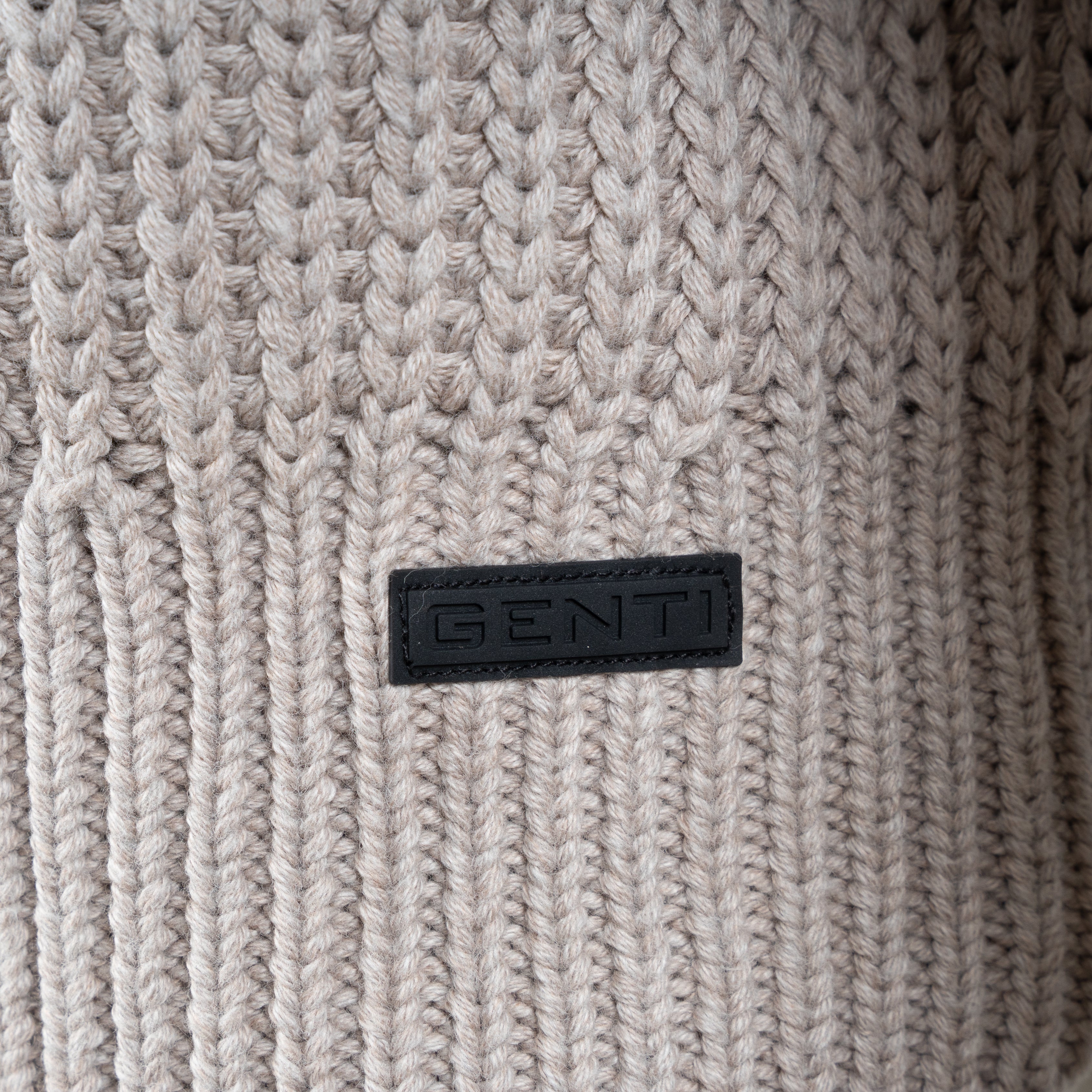 Genti Gebreide Trui met Rits Beige | Cotton