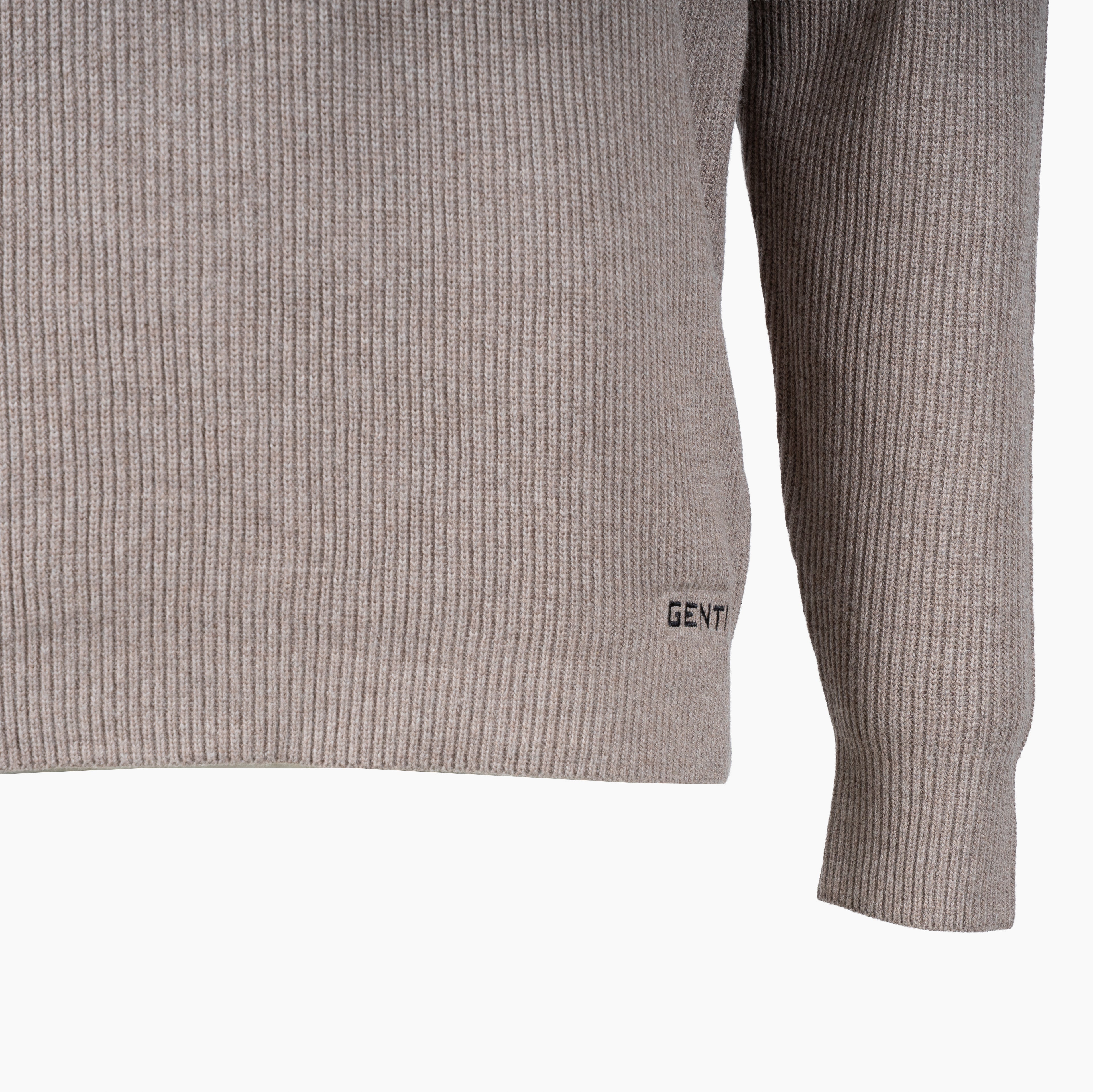Genti Gebreide Trui met Knopenlijst Beige | Cotton