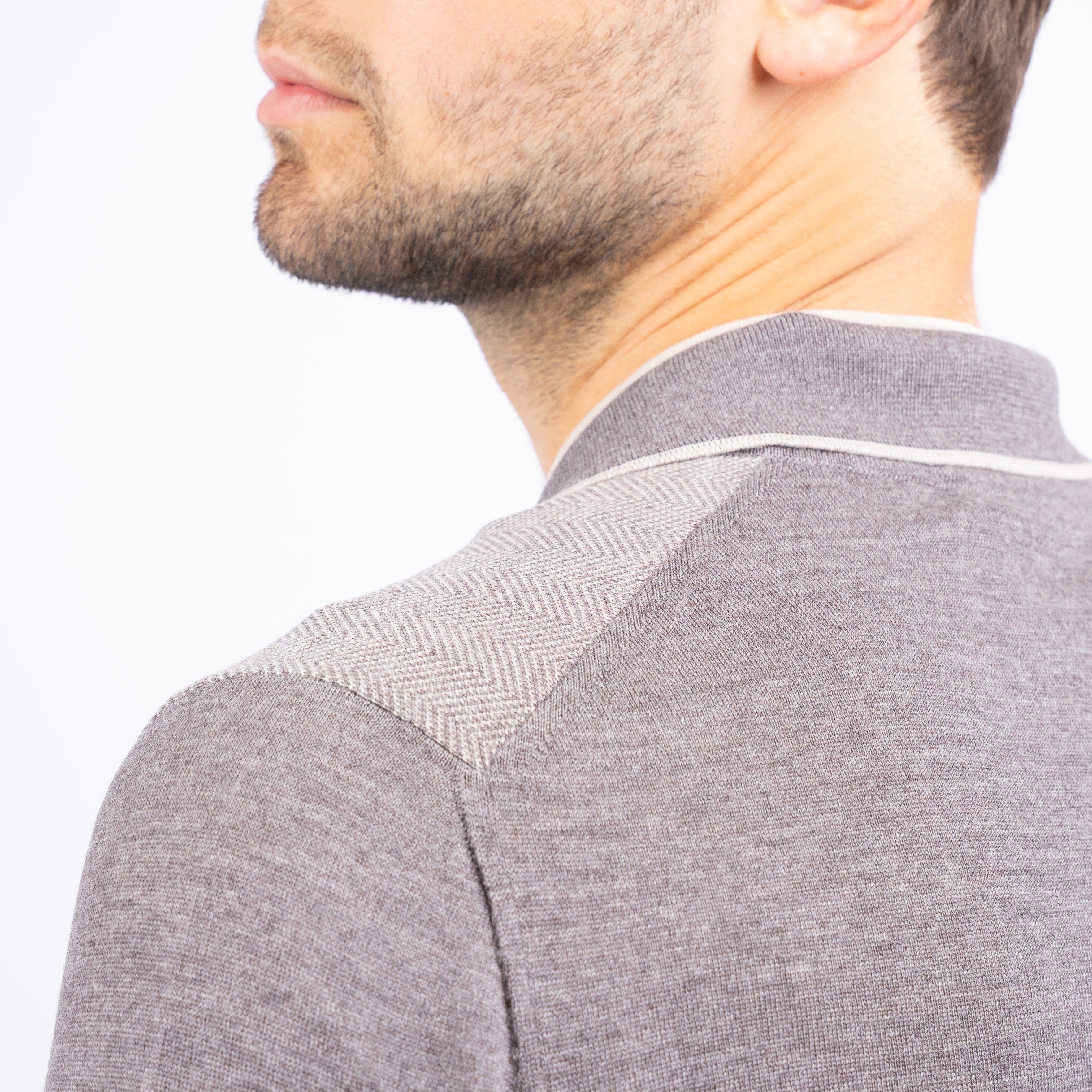 Gran Sasso Gebreide Trui met Rits Beige | Extrafine Merino
