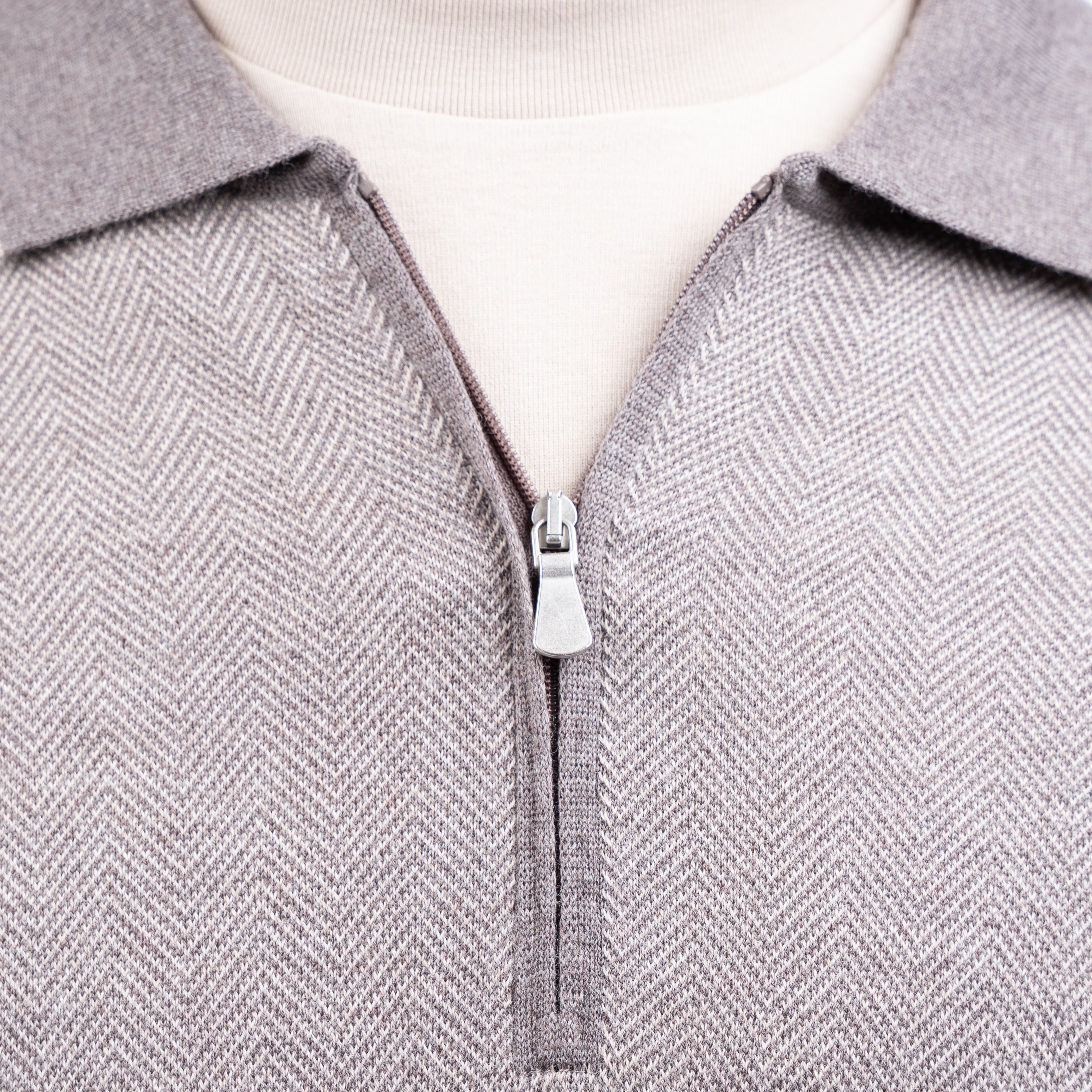 Gran Sasso Gebreide Trui met Rits Beige | Extrafine Merino