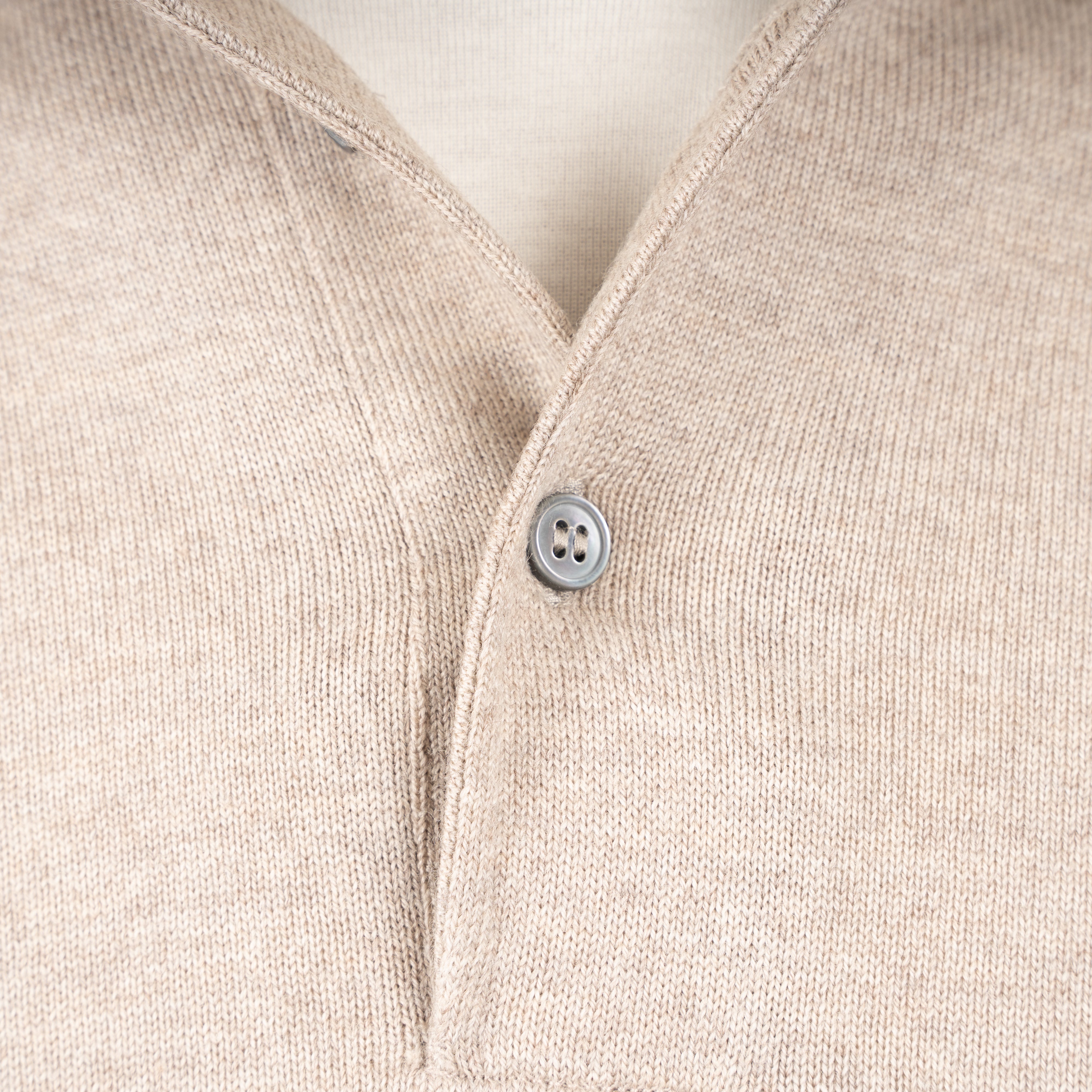 Gran Sasso Gebreide Polo Lange Mouw Beige | Extrafine Merino