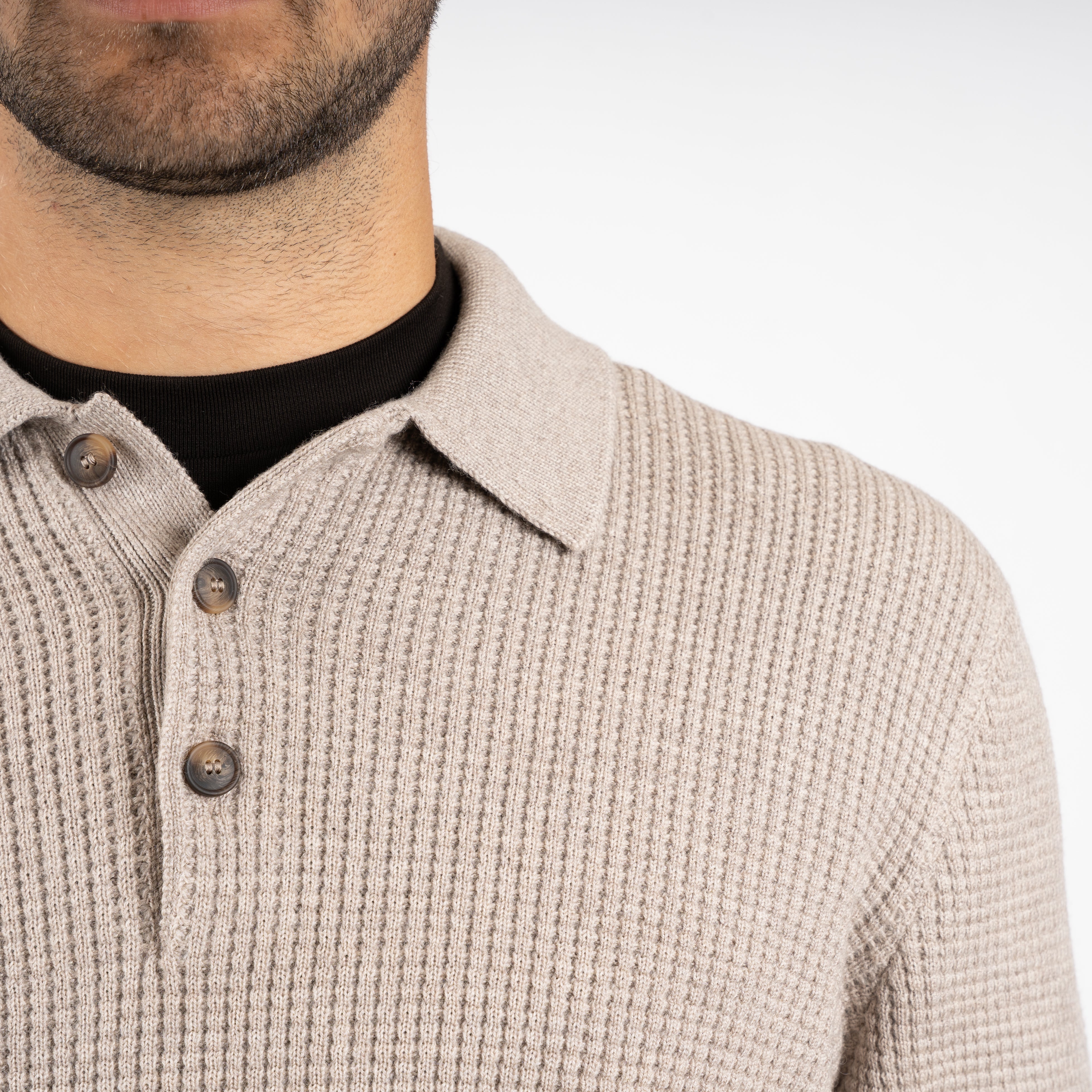 Gran Sasso Gebreide Polotrui Beige | Extrafine Merino