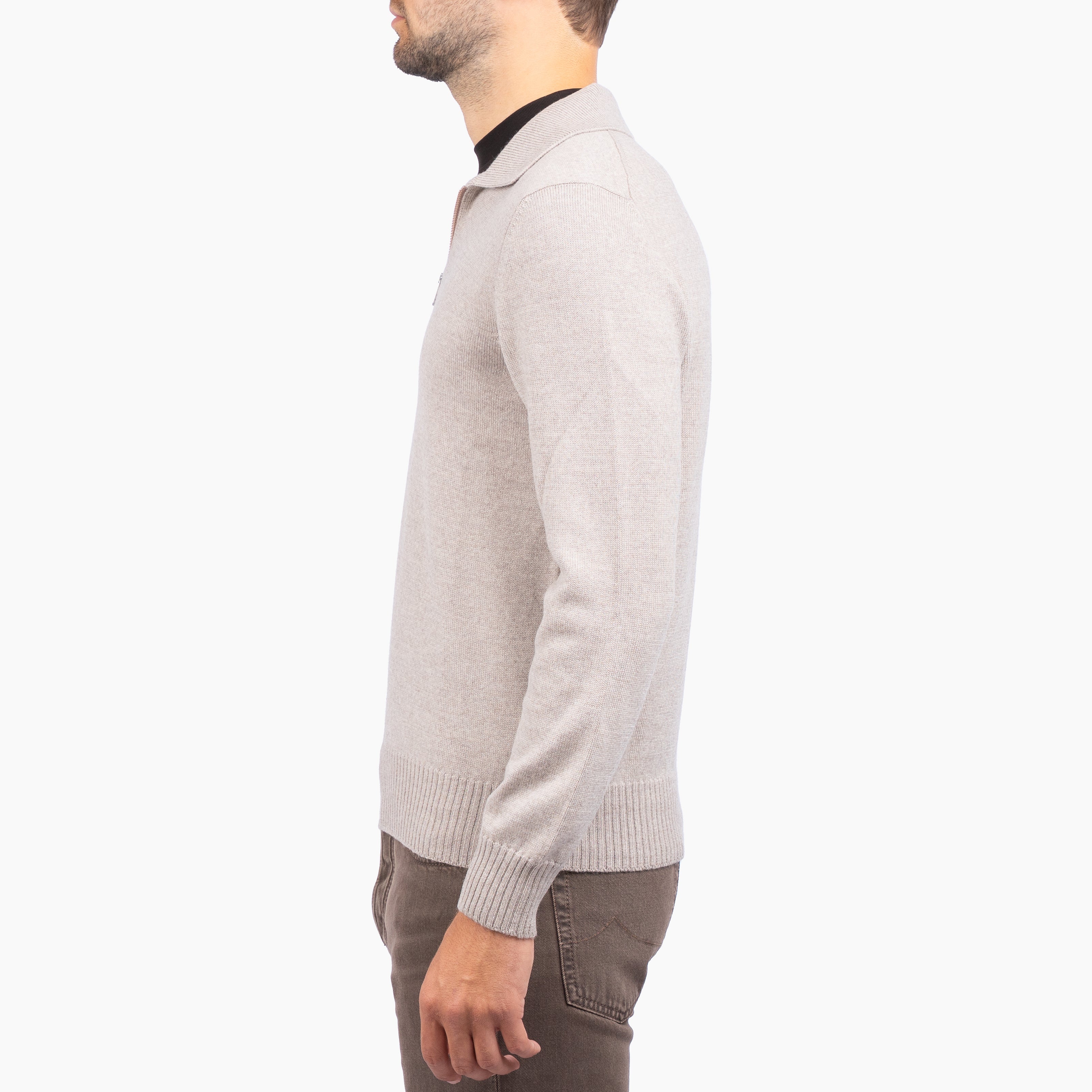 Gran Sasso Gebreide Trui met Rits Beige | Extrafine Merino