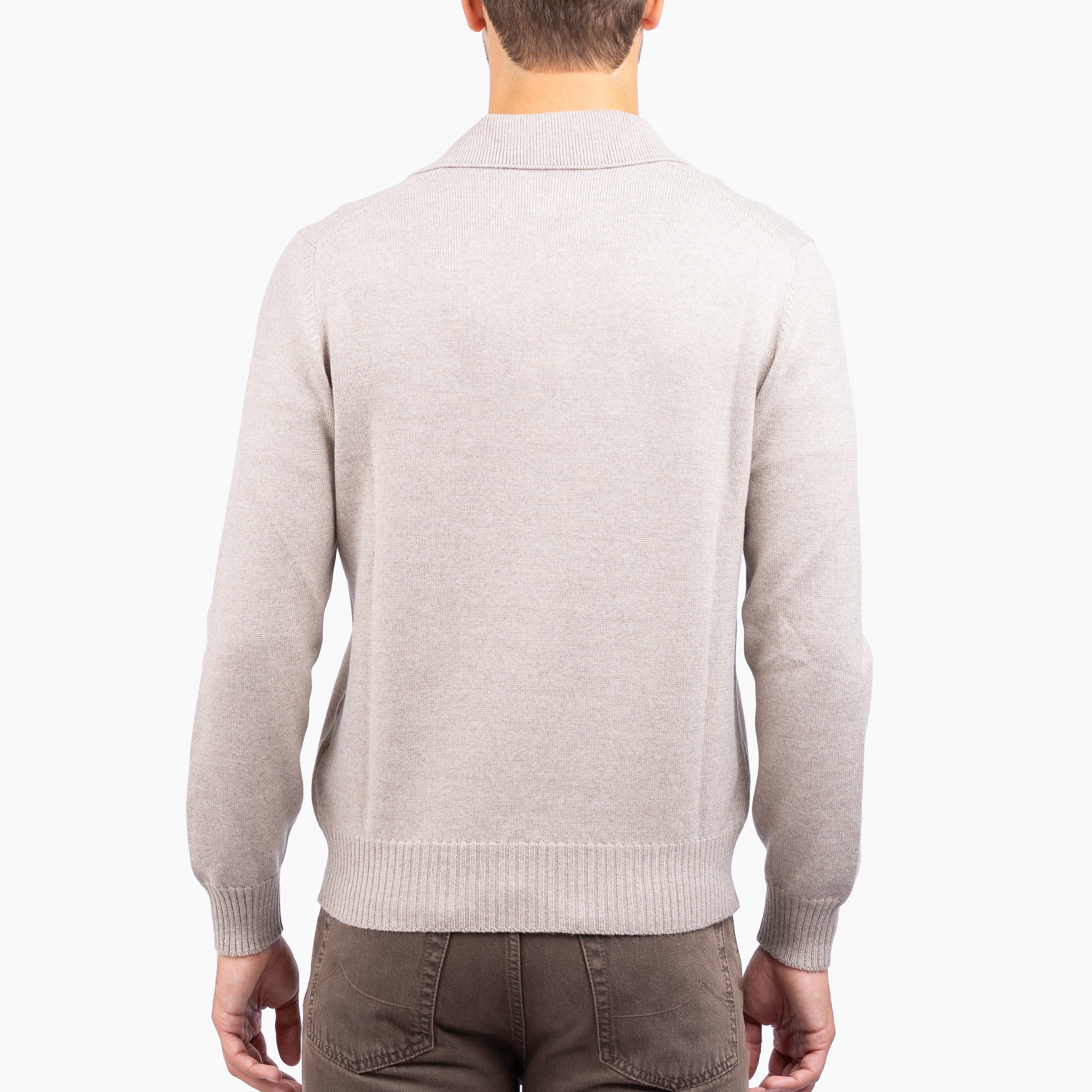 Gran Sasso Gebreide Trui met Rits Beige | Extrafine Merino