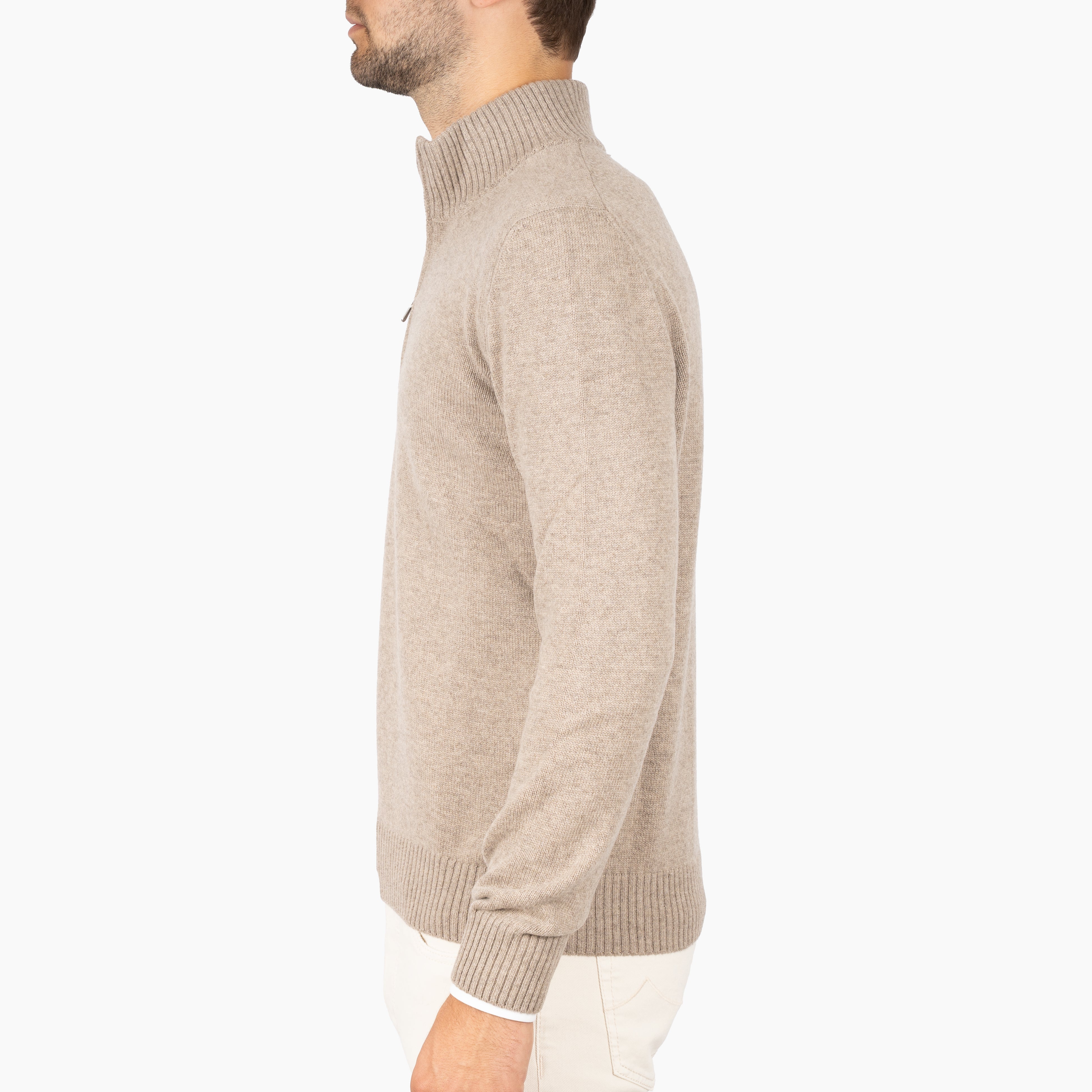 Gran Sasso Gebreide Trui met Rits Beige | Cashmere Lana