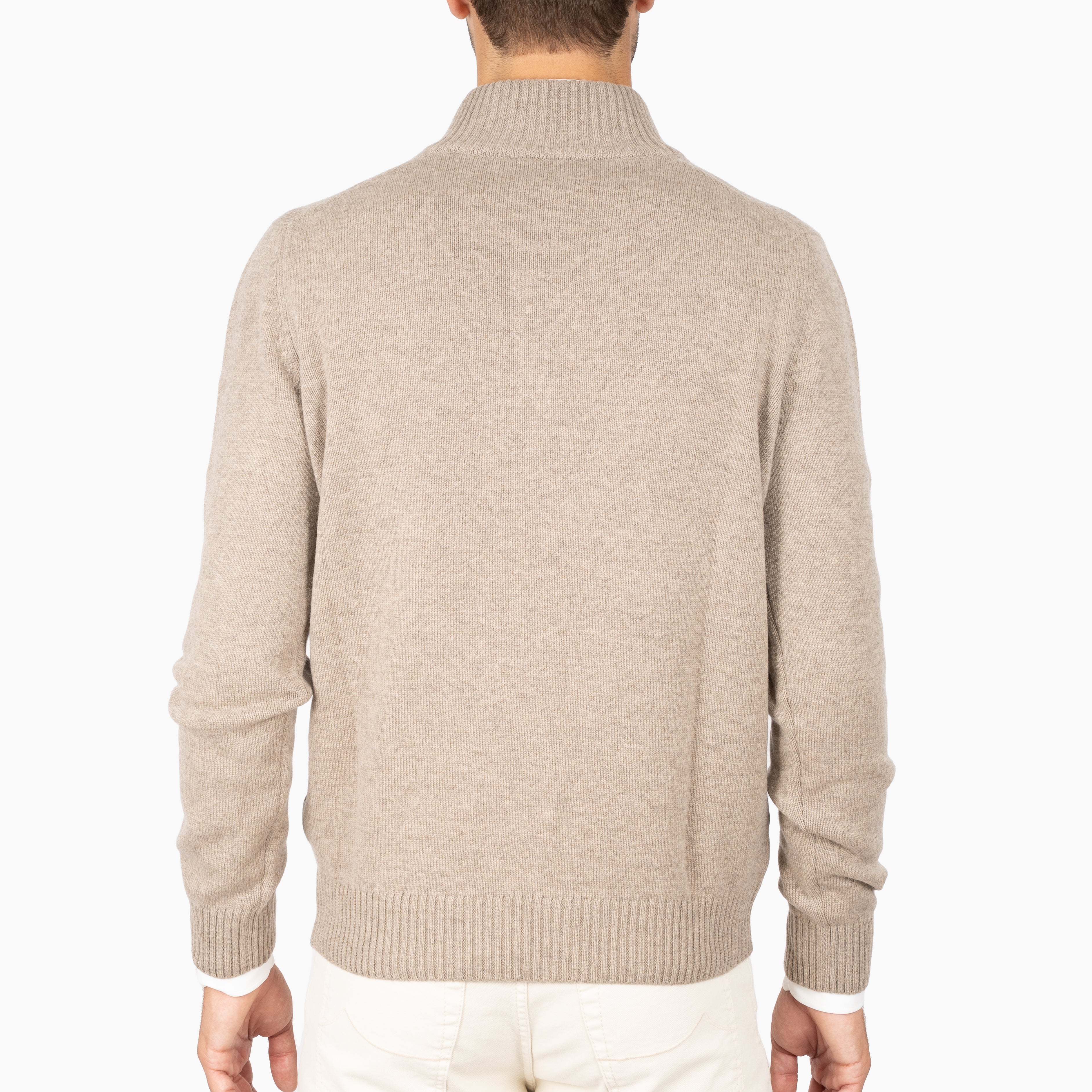Gran Sasso Gebreide Trui met Rits Beige | Cashmere Lana