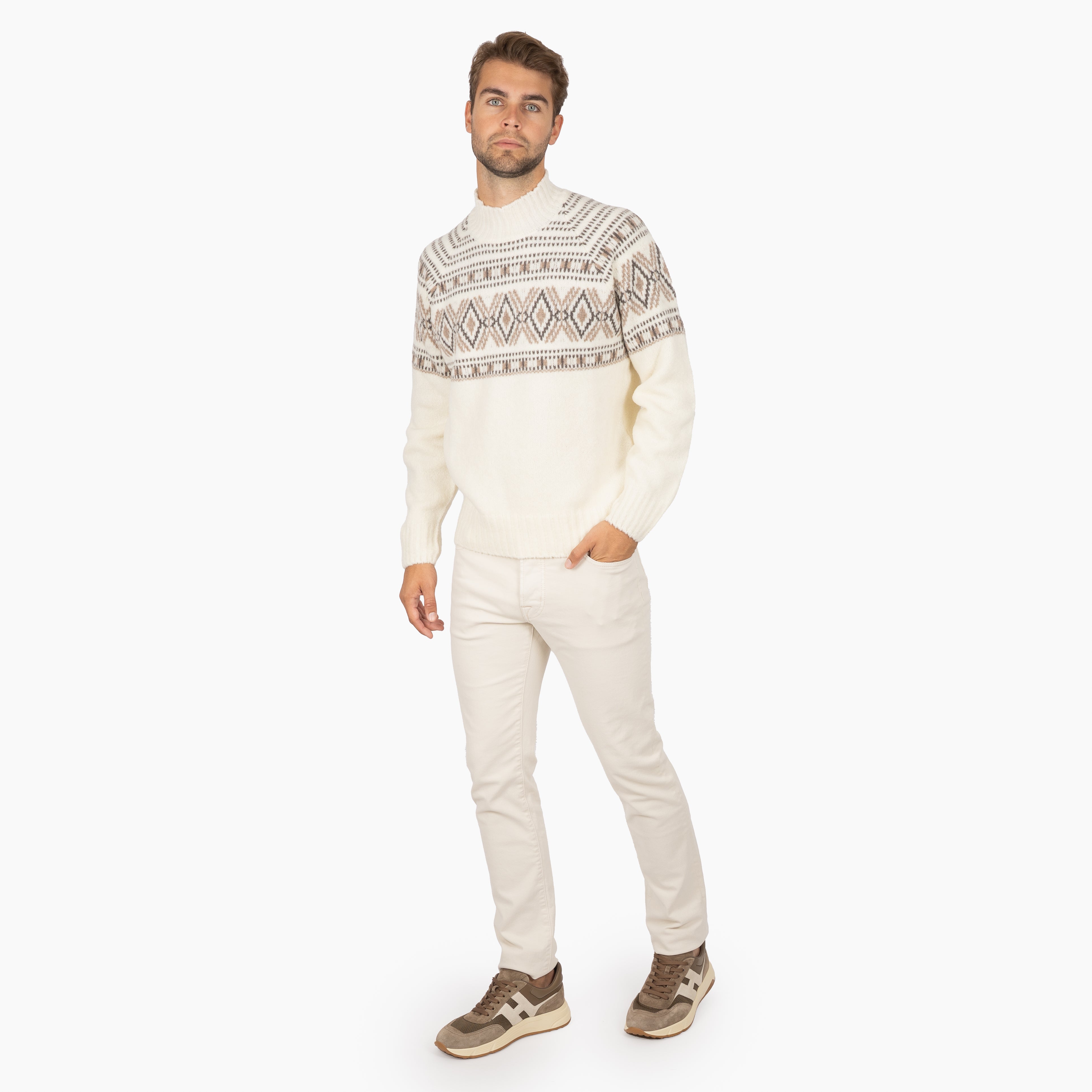 Gran Sasso Gebreide Turtleneck Trui Crème