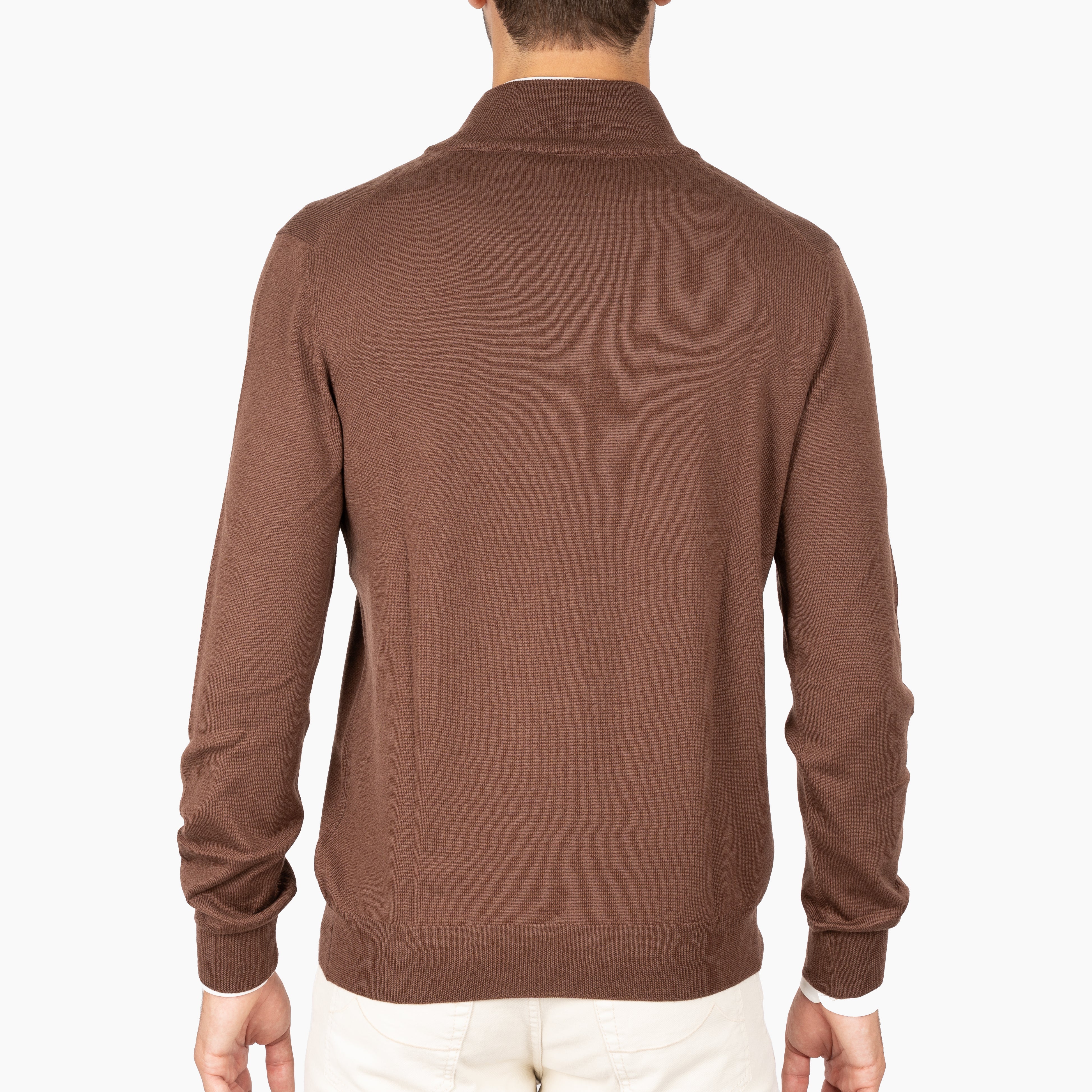 Gran Sasso Gebreide Trui met Rits Camel | Extrafine Merino