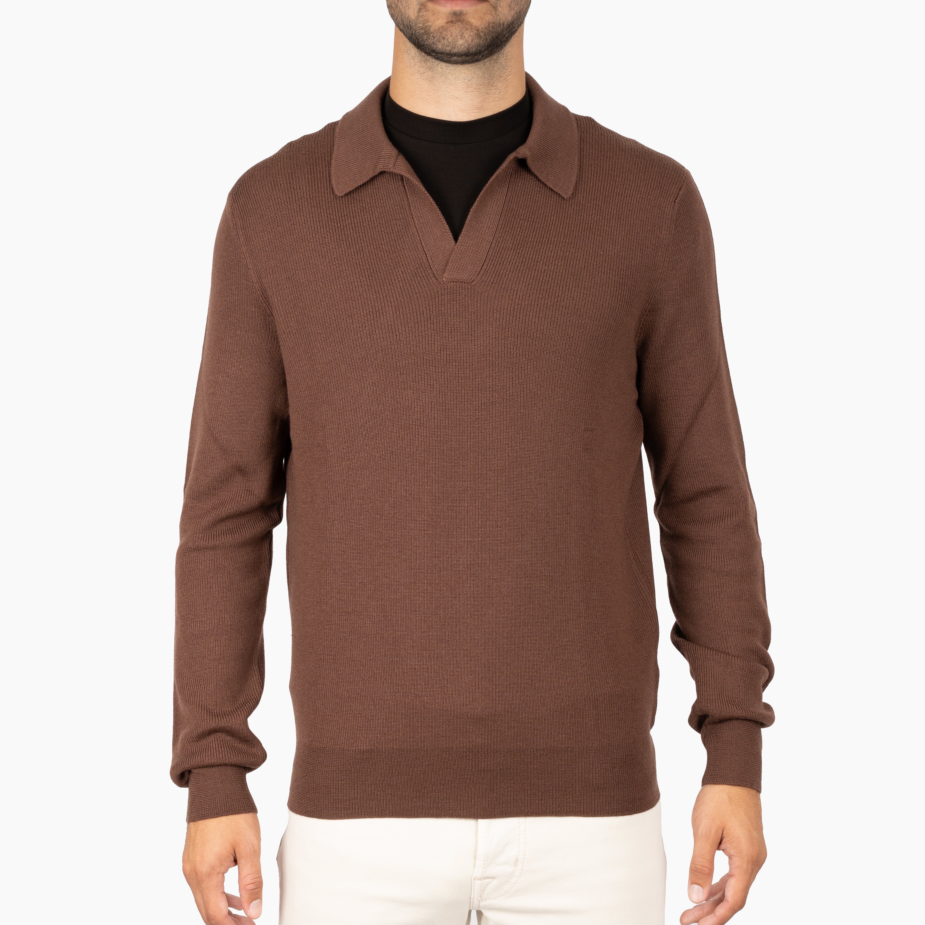 Gran Sasso Gebreide Buttonless Polotrui Camel | Extrafine Merino