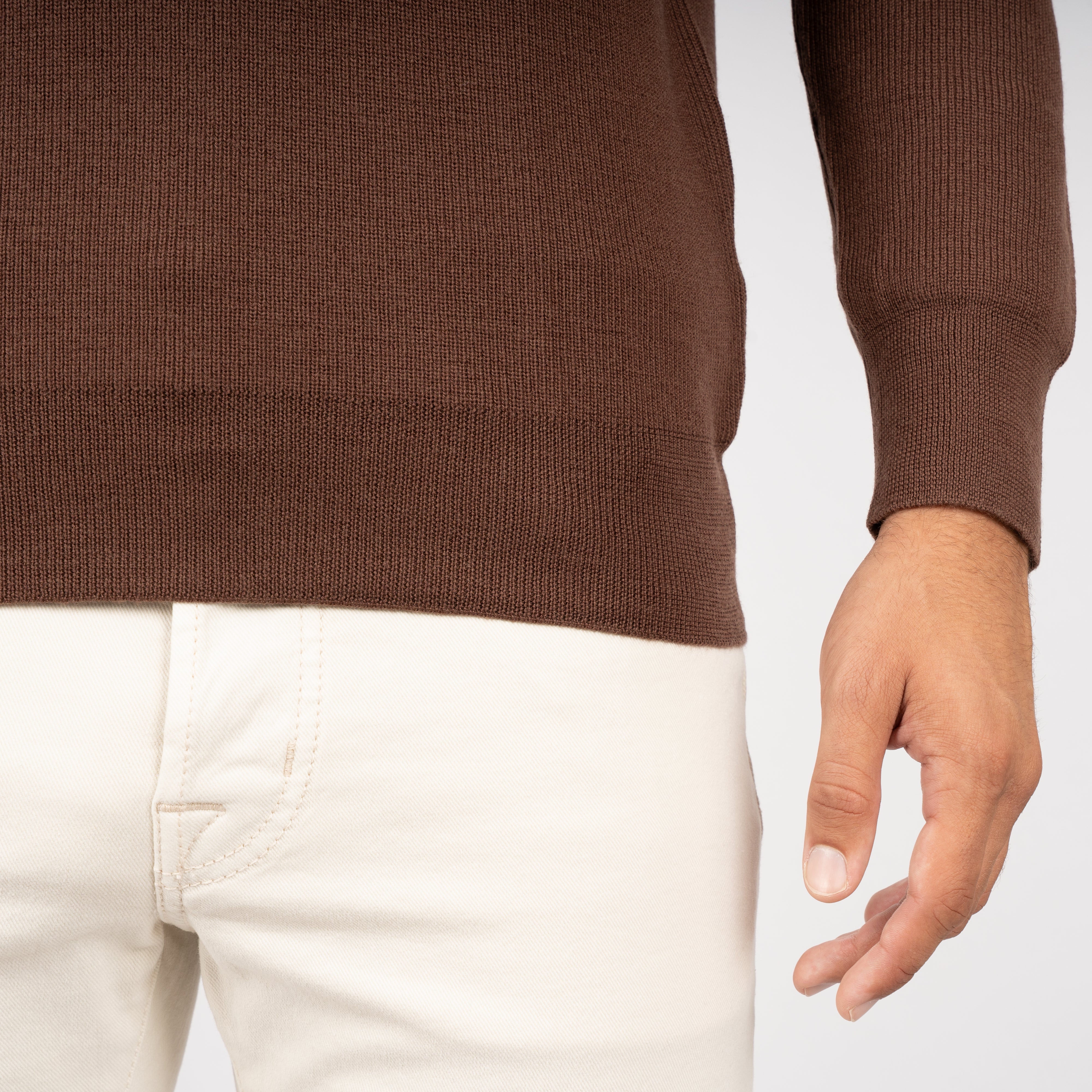 Gran Sasso Gebreide Buttonless Polotrui Camel | Extrafine Merino