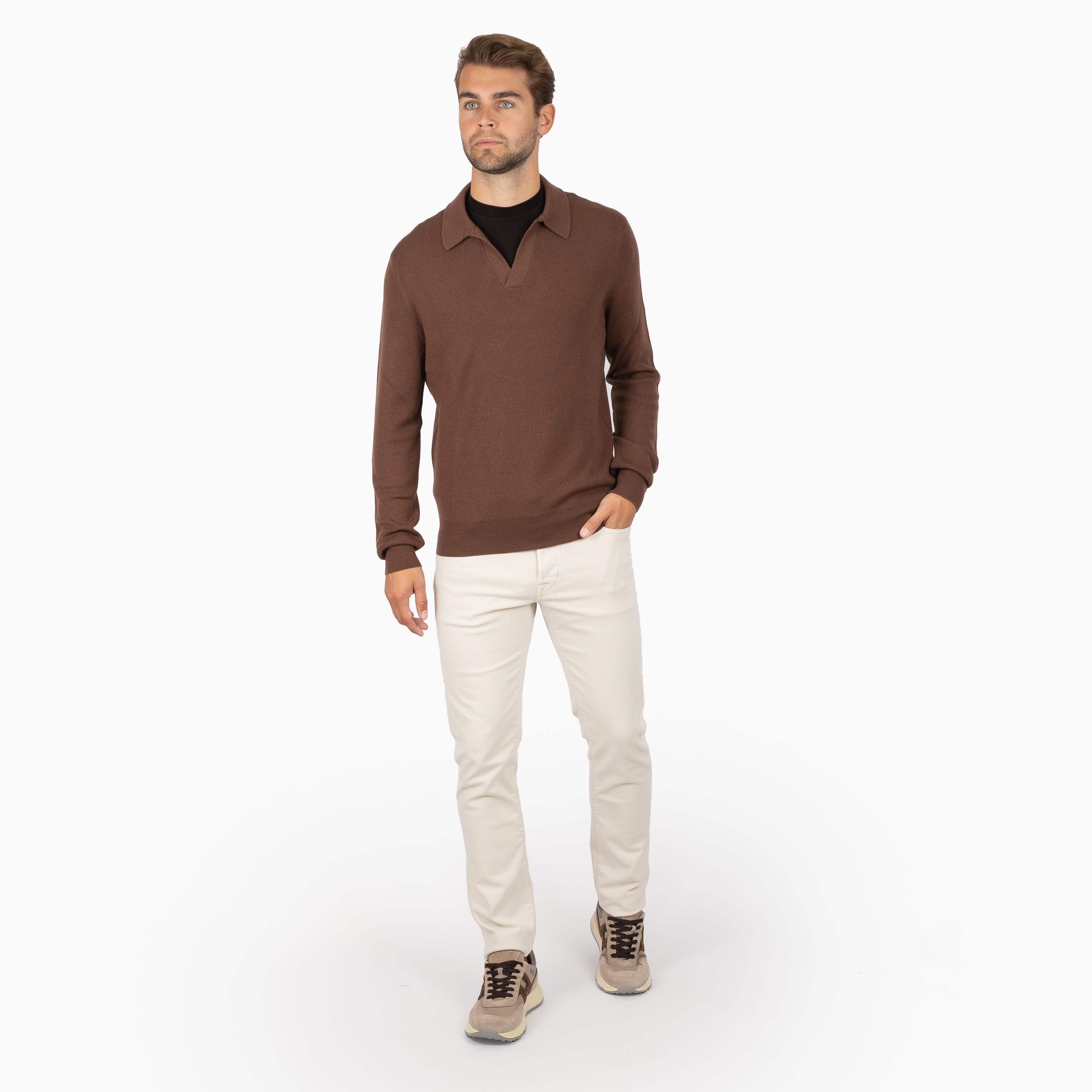 Gran Sasso Gebreide Buttonless Polotrui Camel | Extrafine Merino