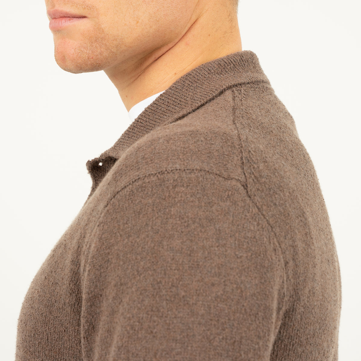 SEVEN DIALS Gebreide Polo met Lange Mouw Taupe | Ismir