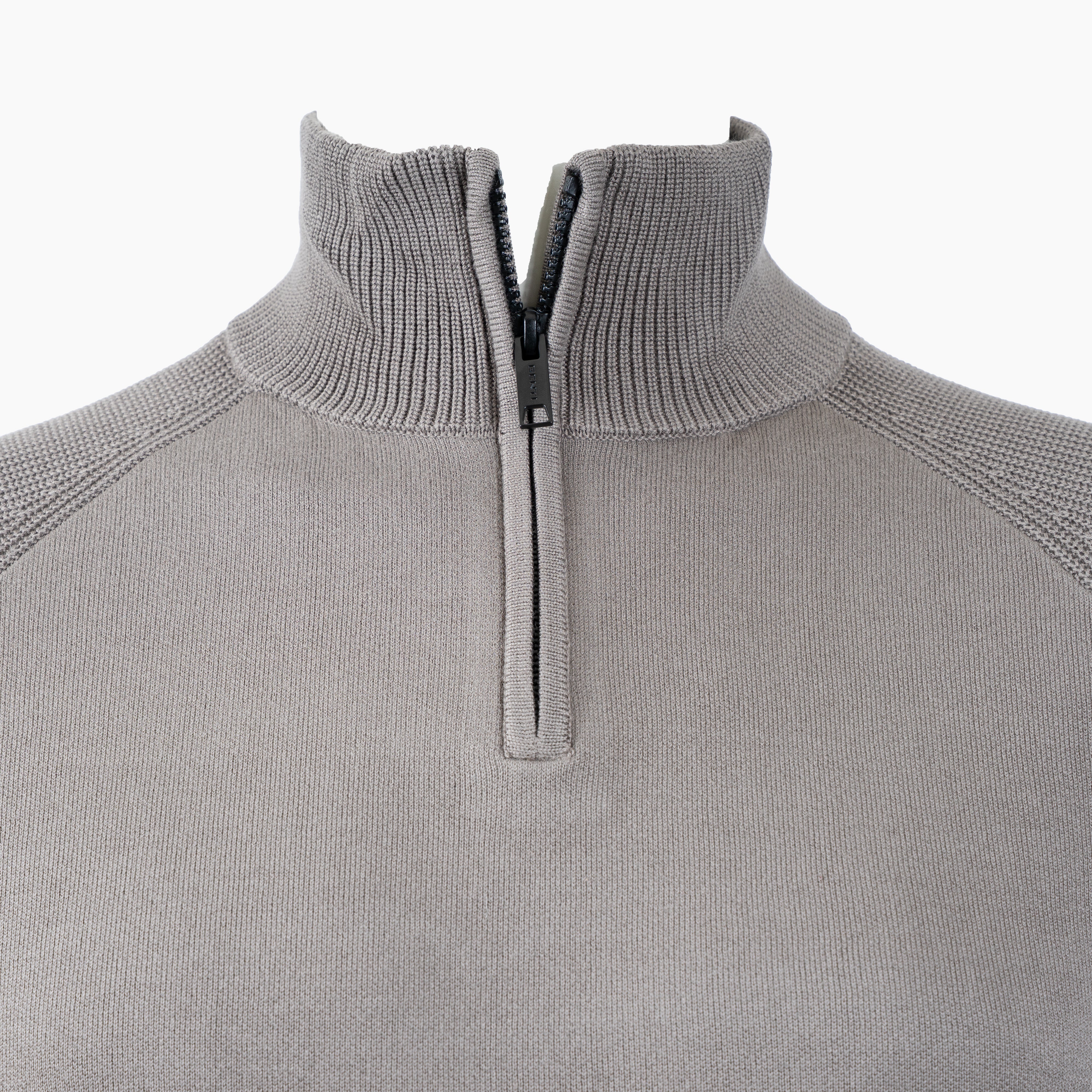 Genti Gebreide Trui met Rits Bruin | Cotton & Nylon