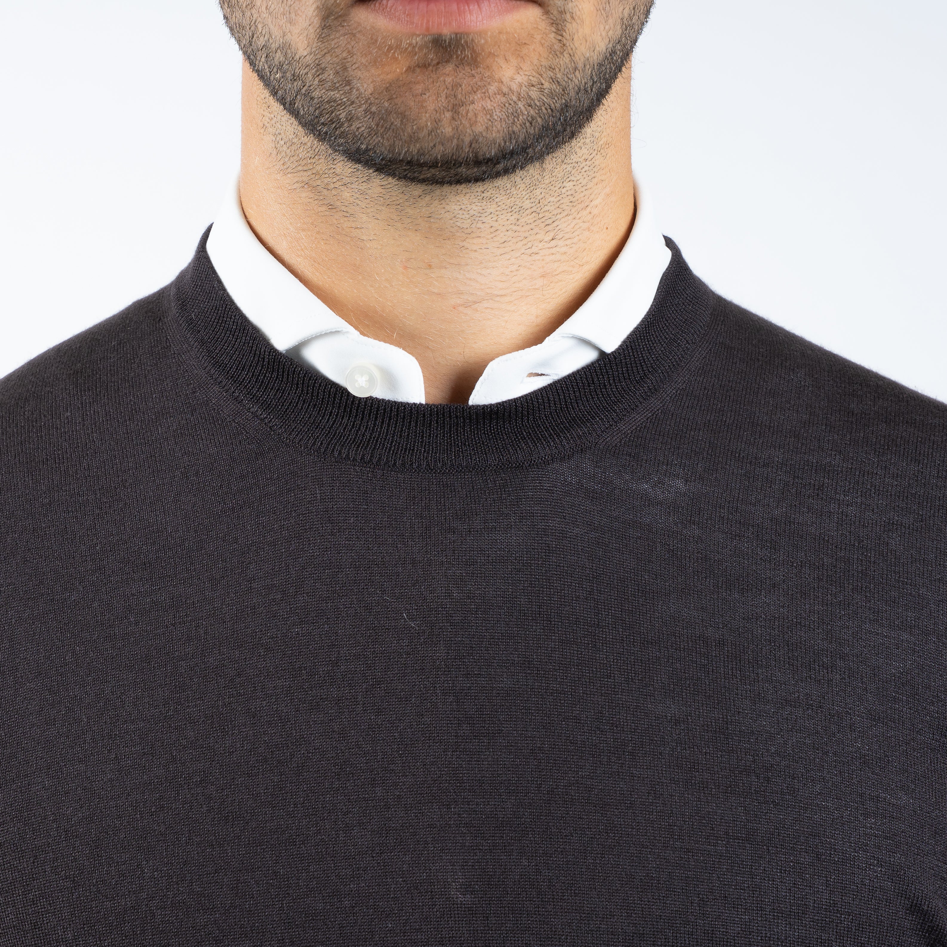 Gran Sasso Gebreide Trui Ronde Hals Bruin | Cashmere-Lana-Seta